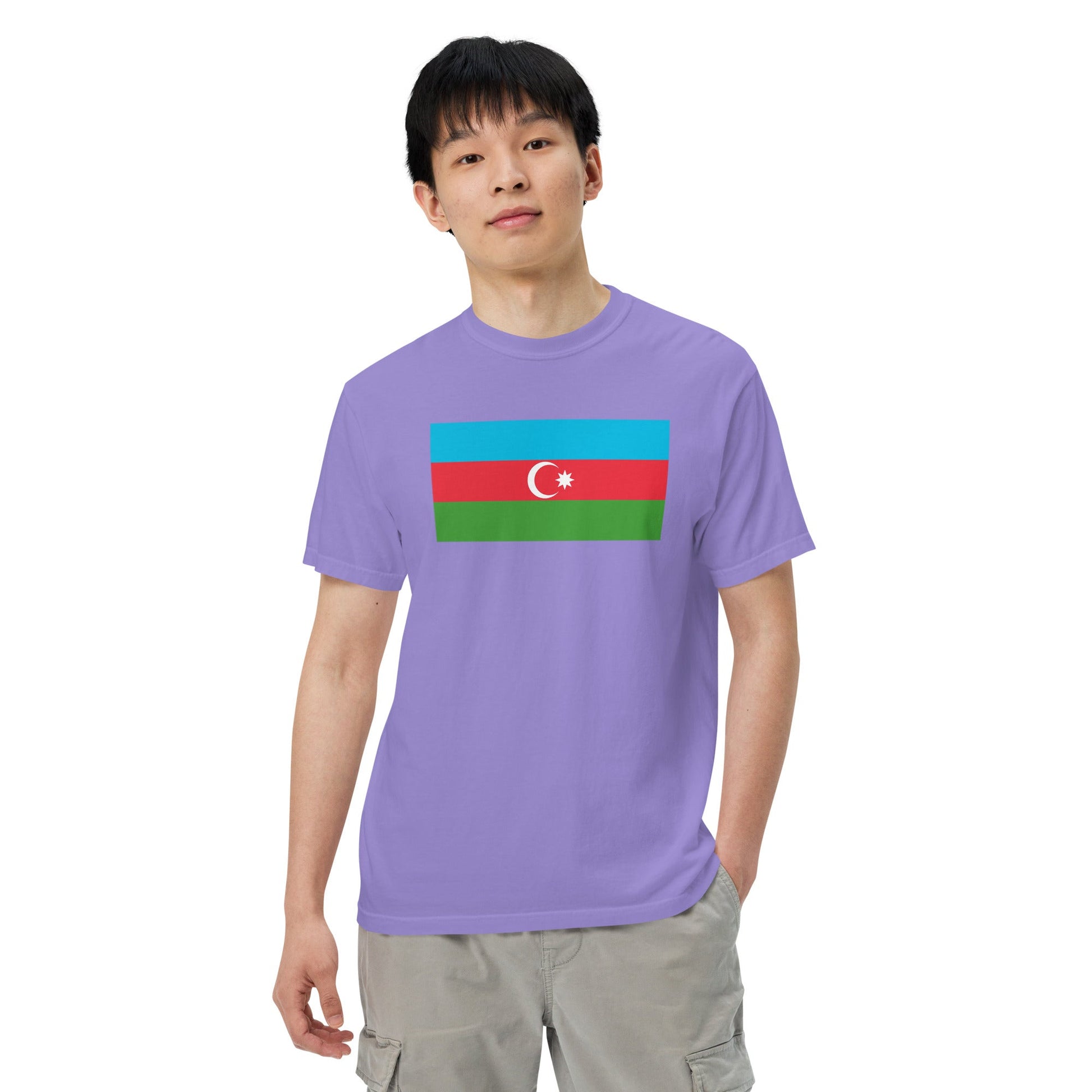 Flat lay of red Azerbaijan flag tee, medium size