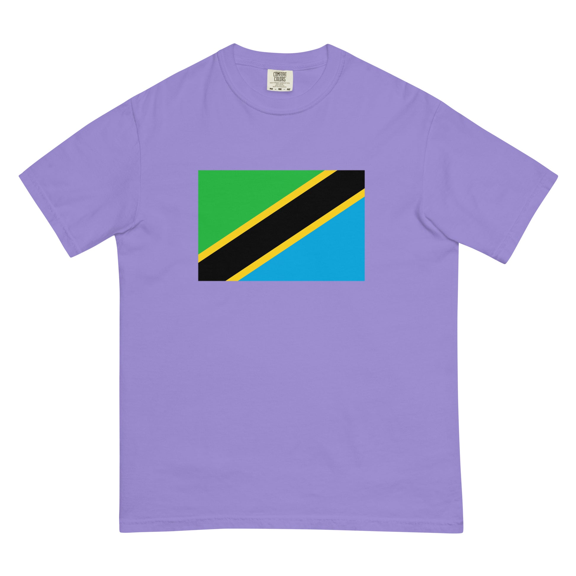 Flat lay of red Tanzania flag tee, medium size