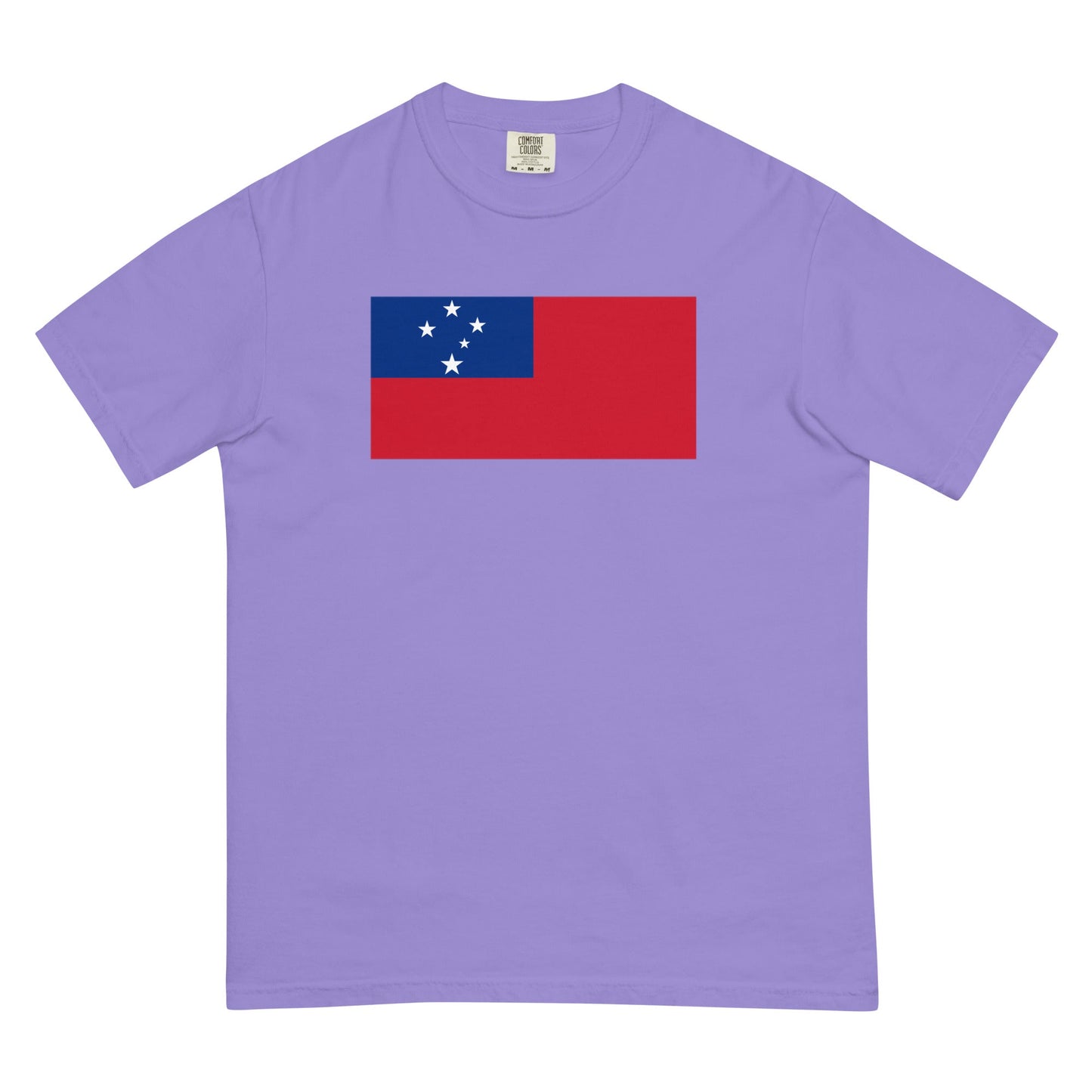 Flat lay of true navy Samoa flag tee, extra large size