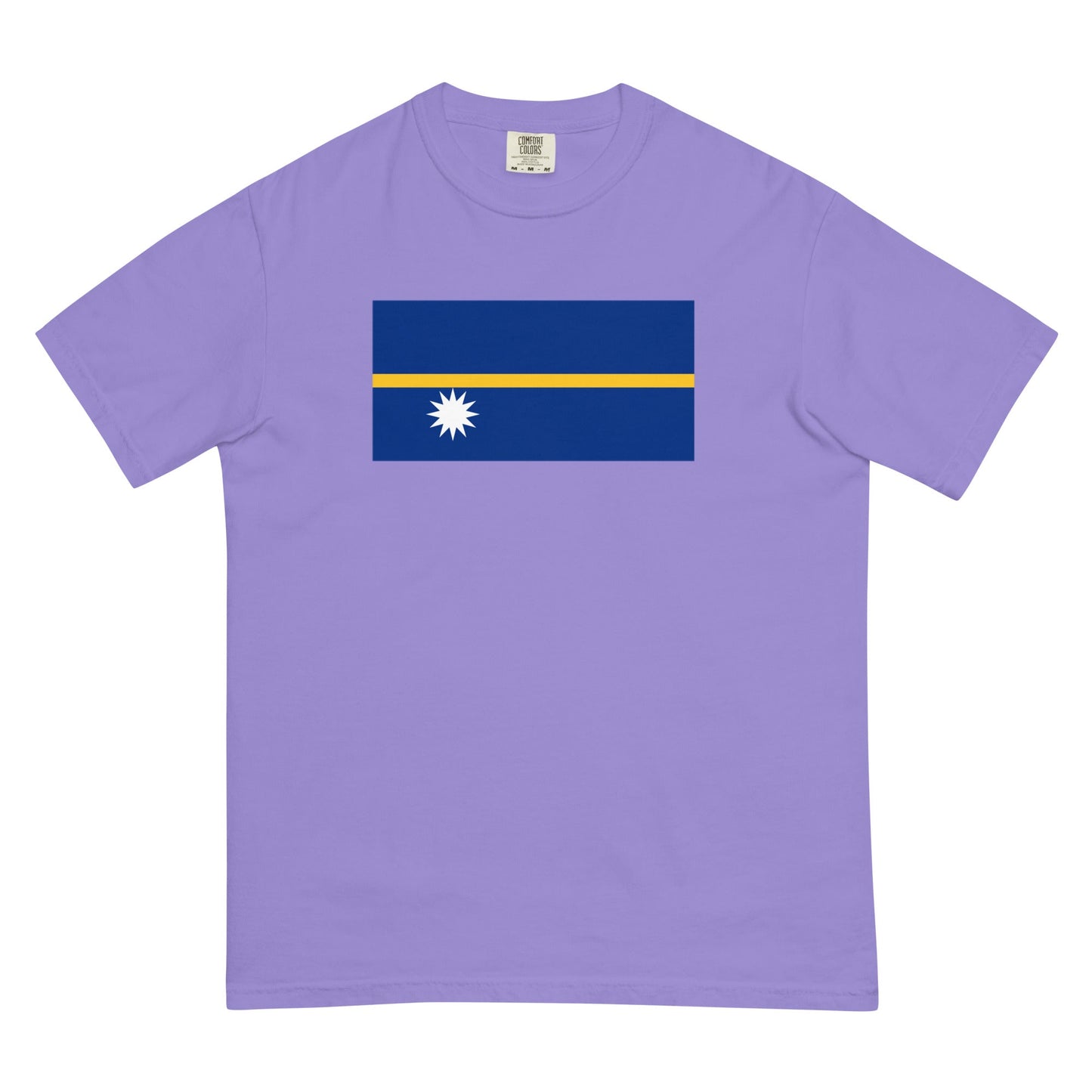 Bold Nauru flag design tee in brick, small