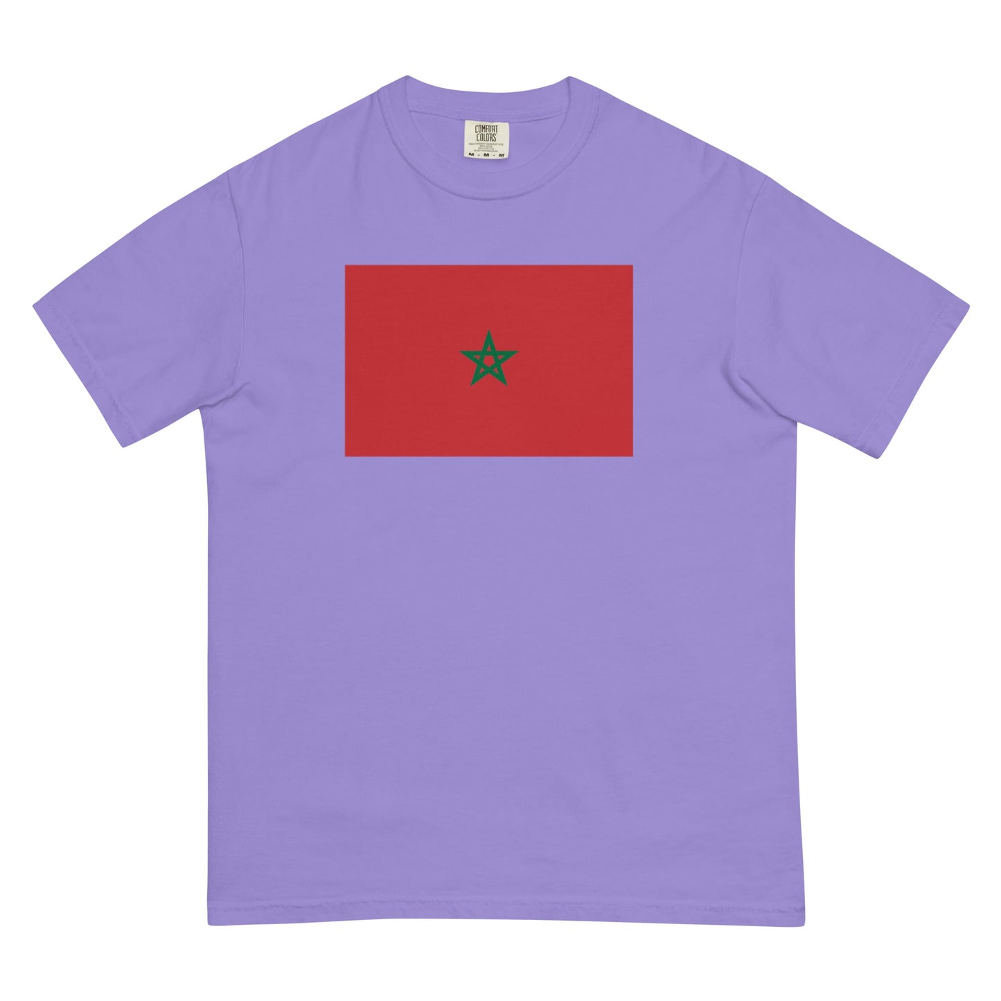 Stylish Morocco 1 flag t-shirt laid flat, 3X large, grape