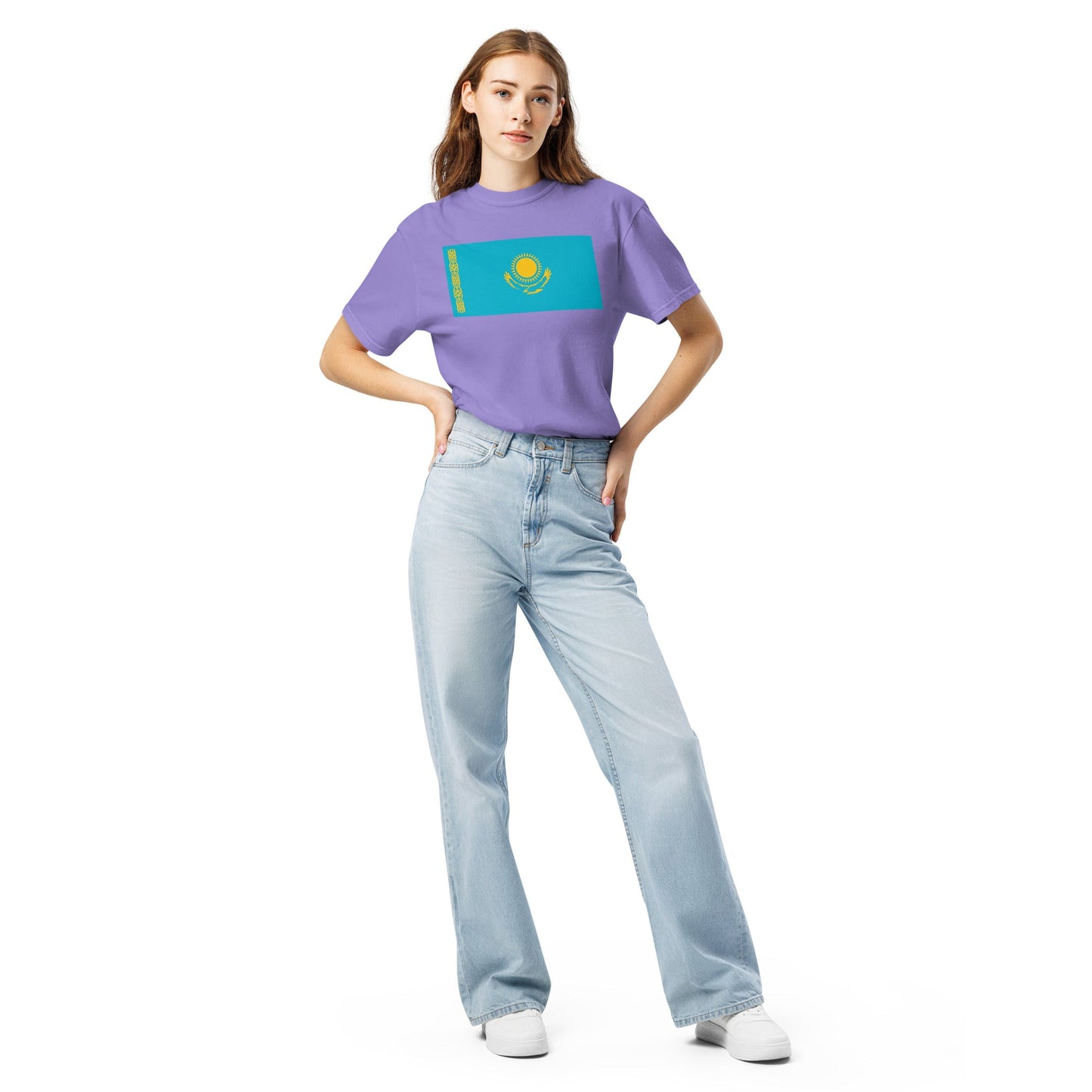 black shirt with Kazakhstan flag design, 4X large