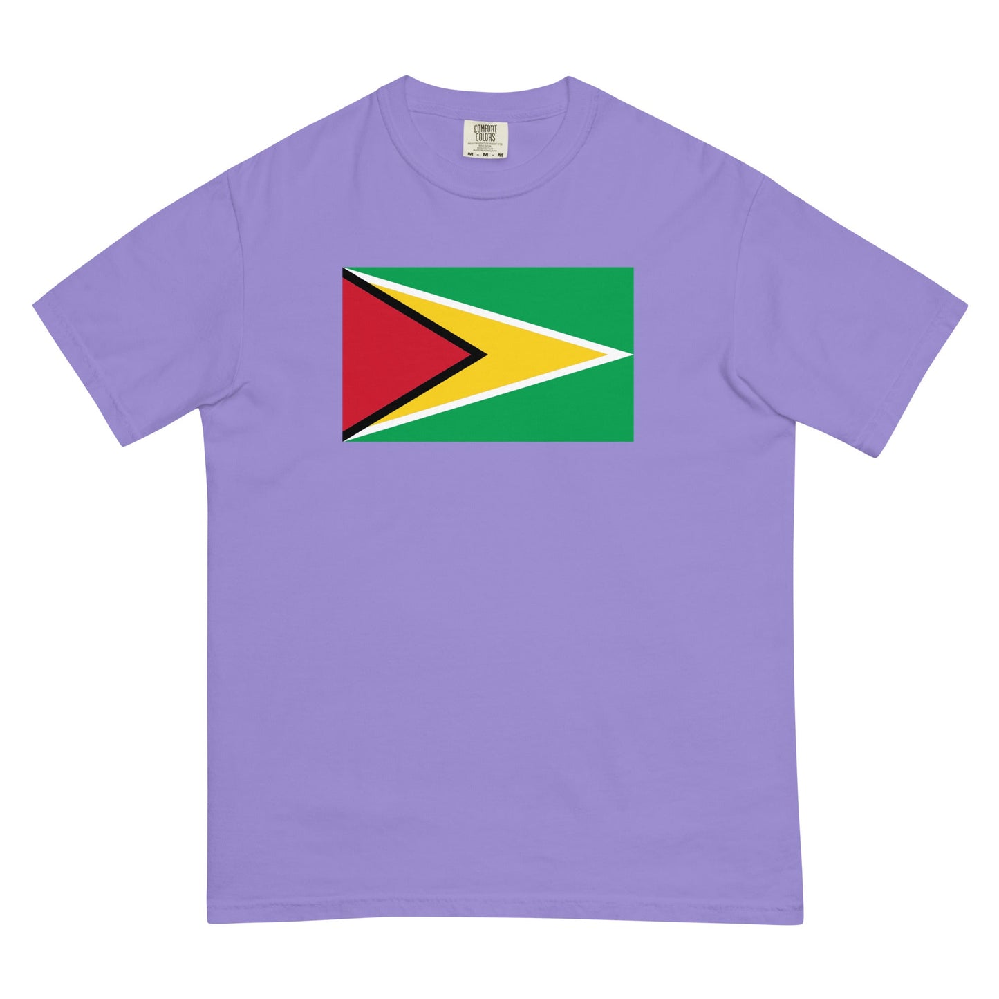 Stylish Guyana flag t-shirt laid flat, 4X large, blue spruce
