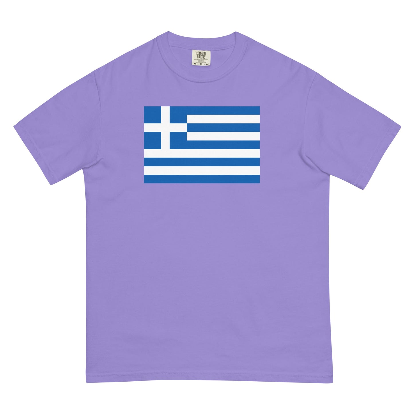 Flat lay of blue spruce Greece flag tee, 4X large size