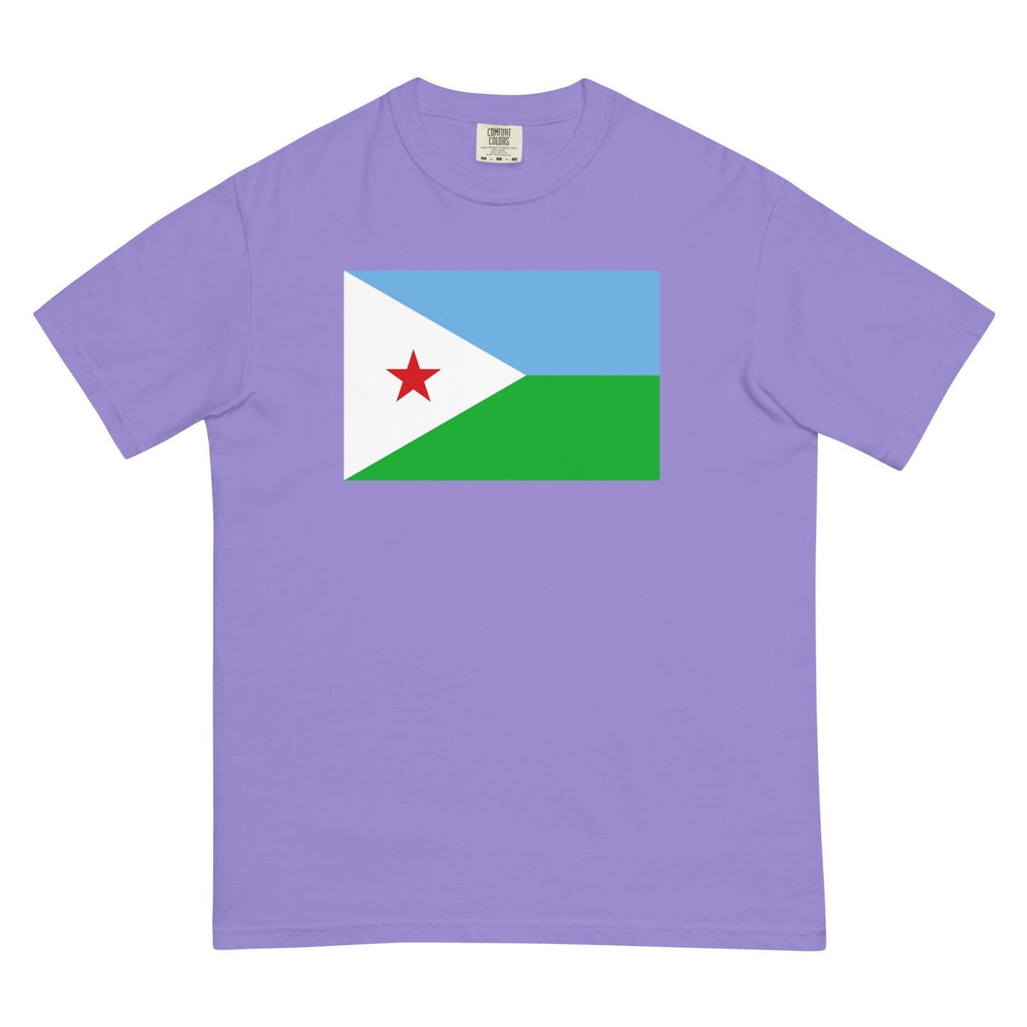Stylish Djibouti flag t-shirt laid flat, small, espresso