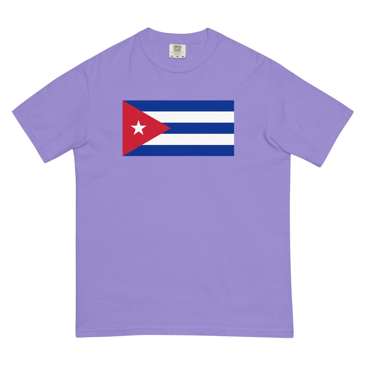 Bold Cuba flag design tee in blue spruce, small