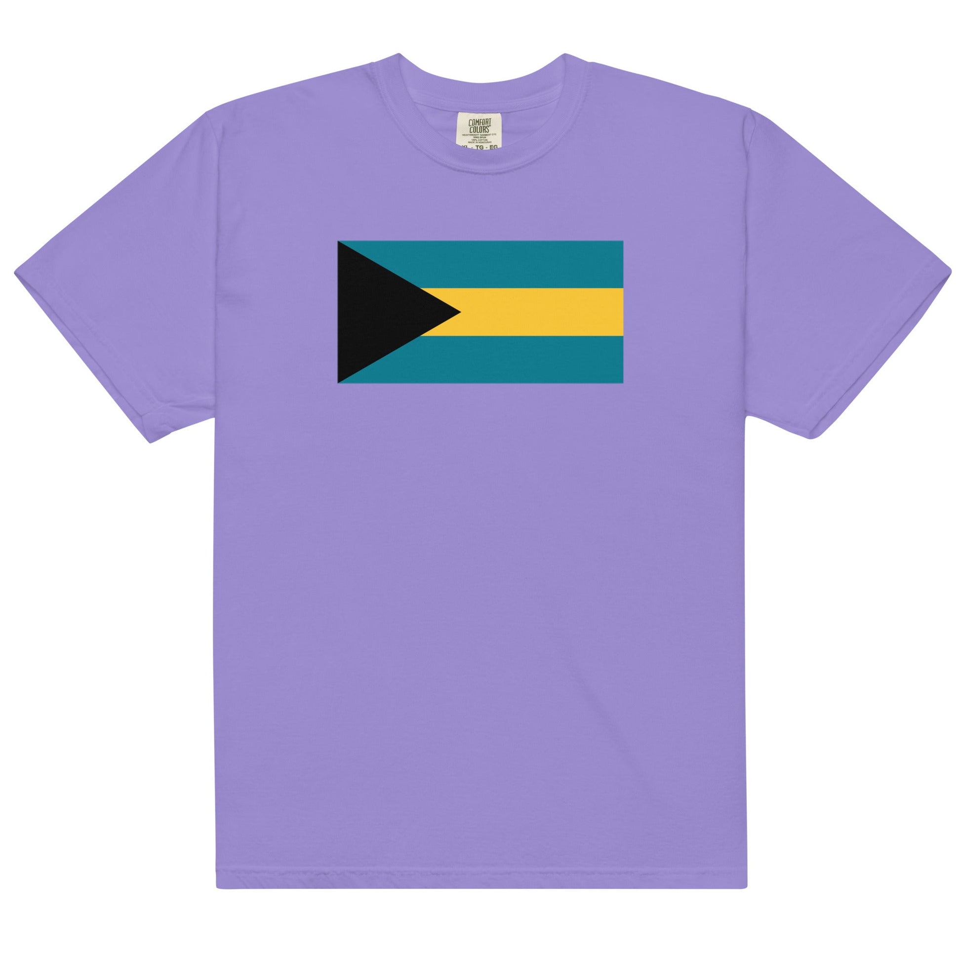 Flat lay of red Bahamas flag tee, large size