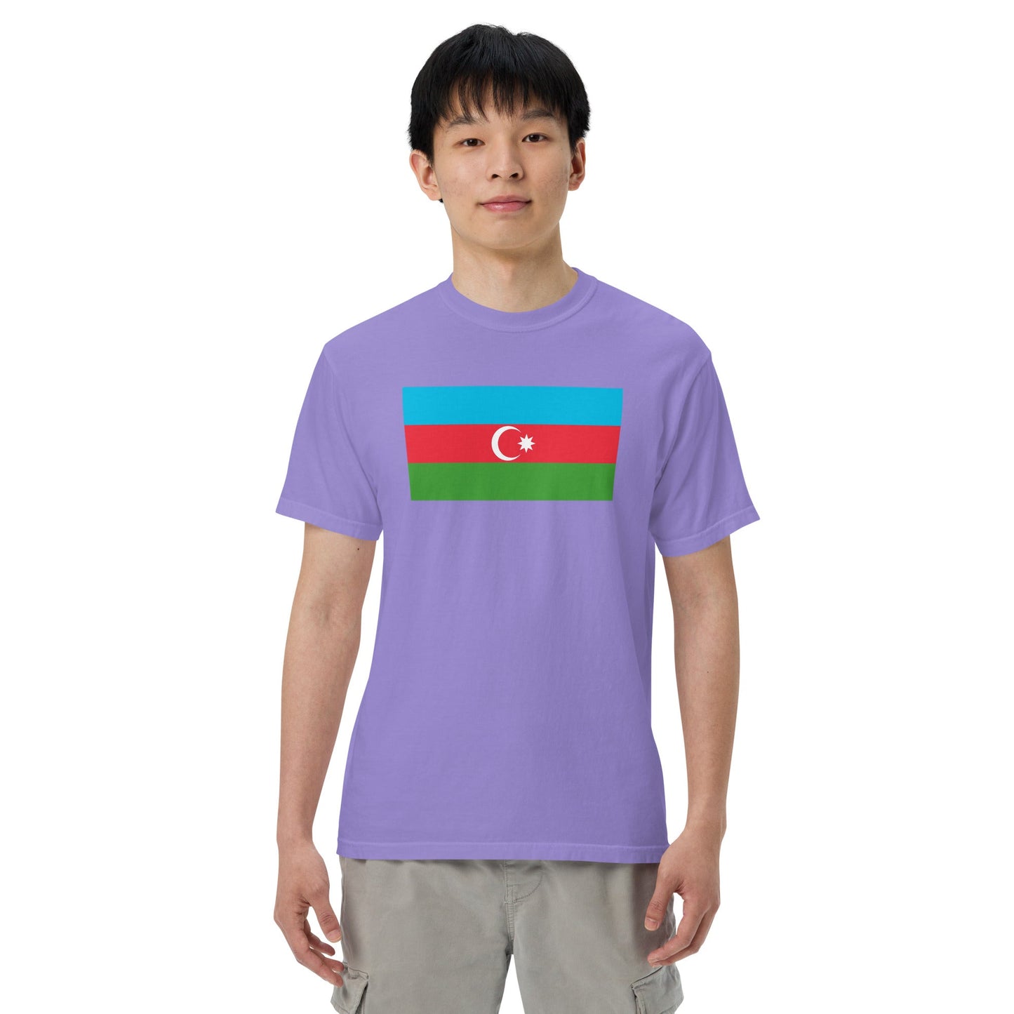 Bold Azerbaijan flag design tee in red, small