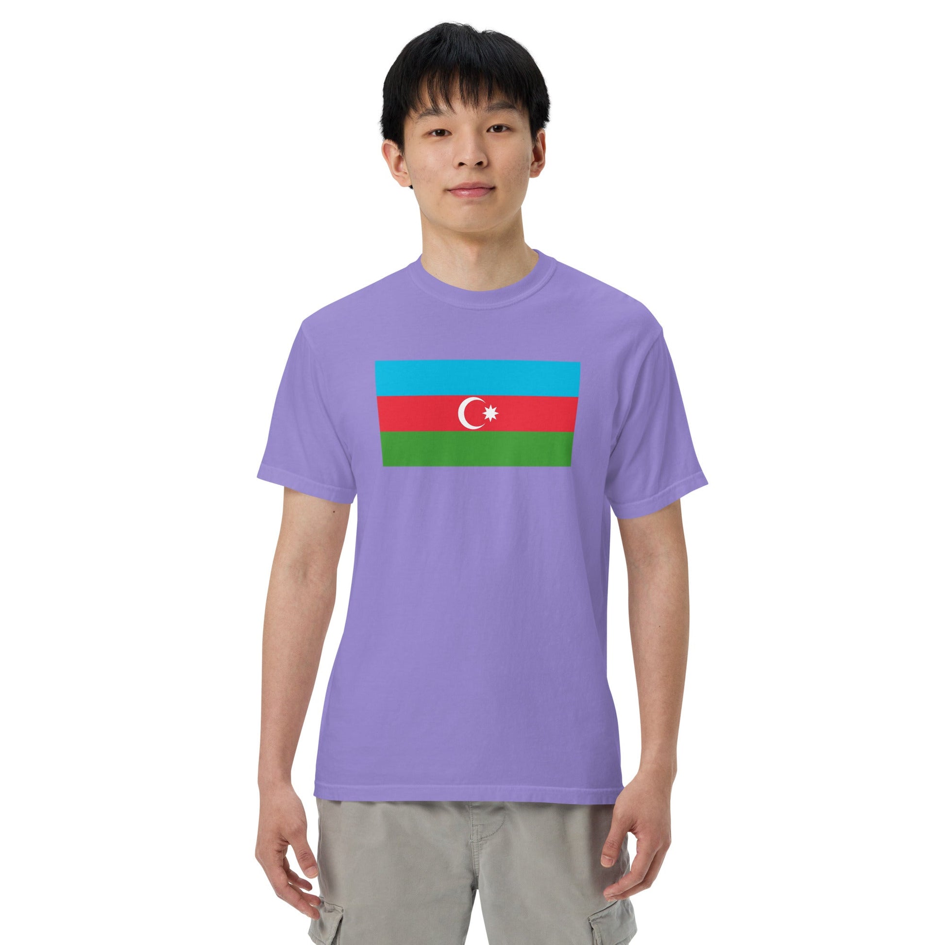 Bold Azerbaijan flag design tee in red, small
