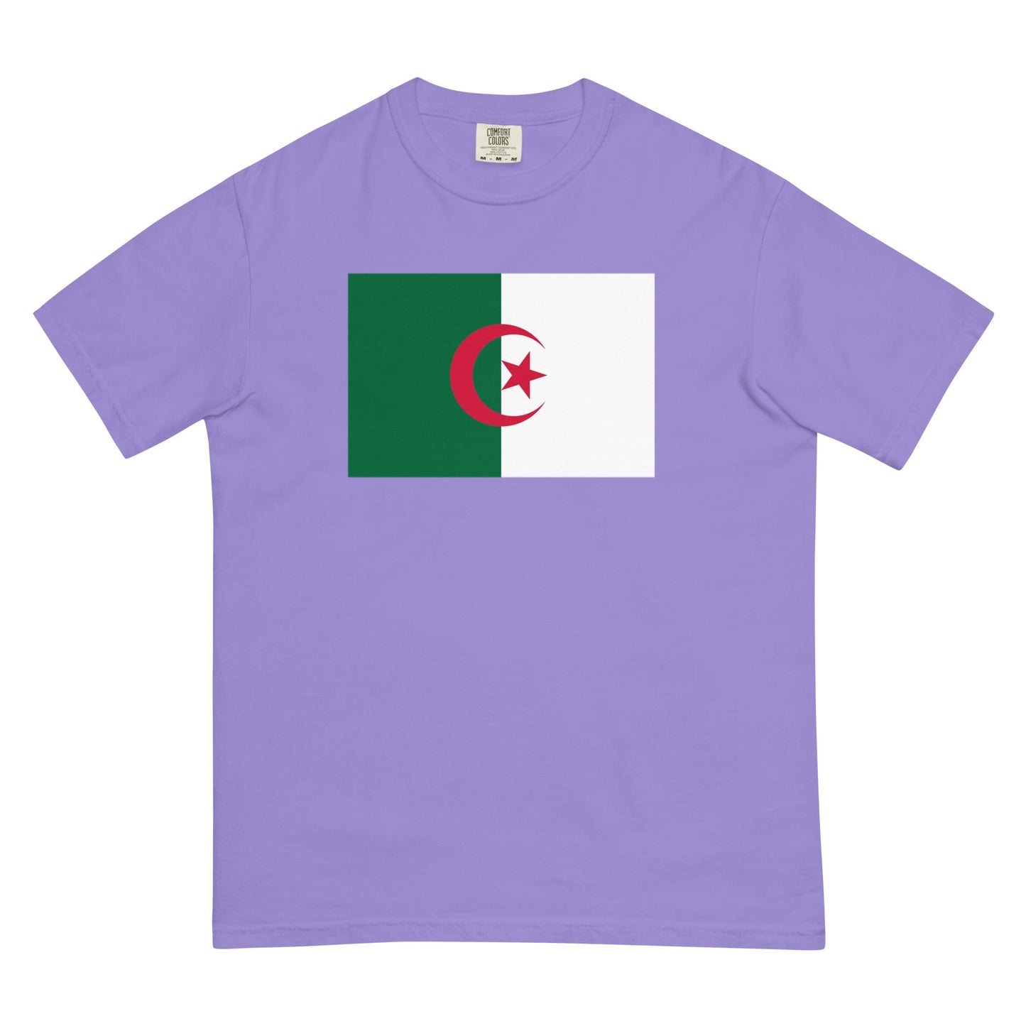 Flat lay of espresso Algeria flag tee, medium size