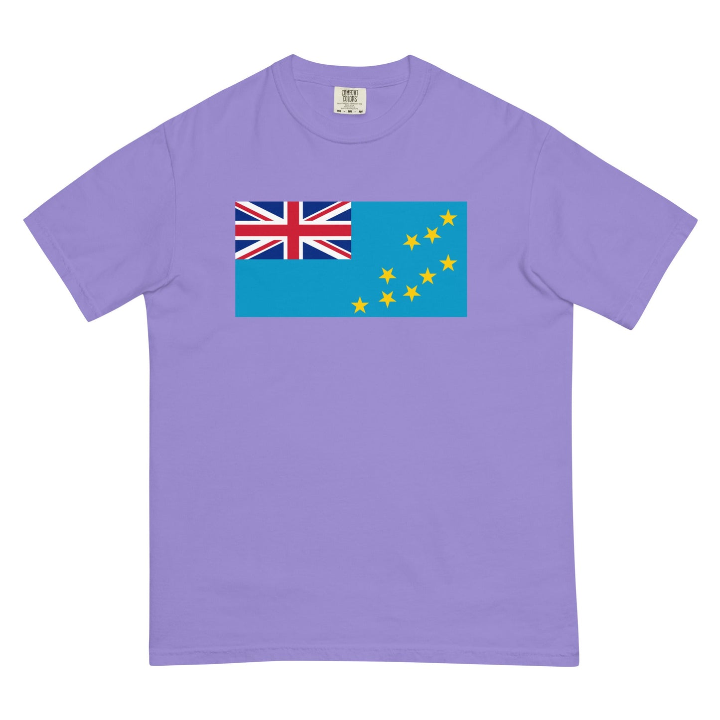 Flat lay of berry Tuvalu flag tee, extra large size