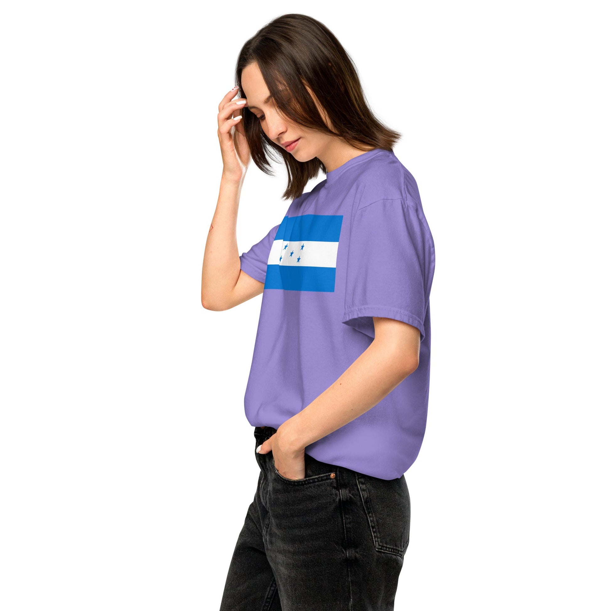 Flat lay of red Honduras flag tee, medium size
