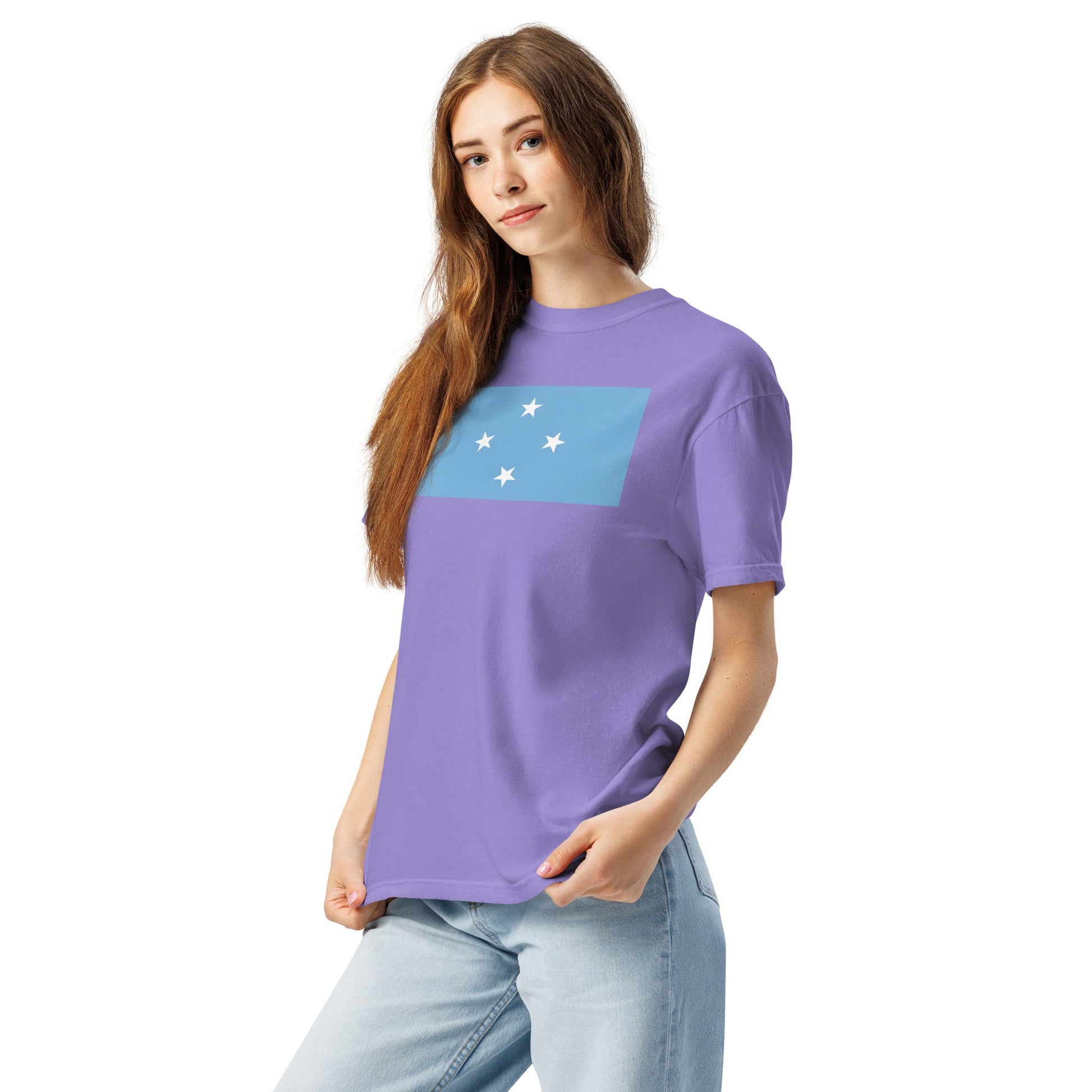black shirt with Micronesia flag design, 4X large