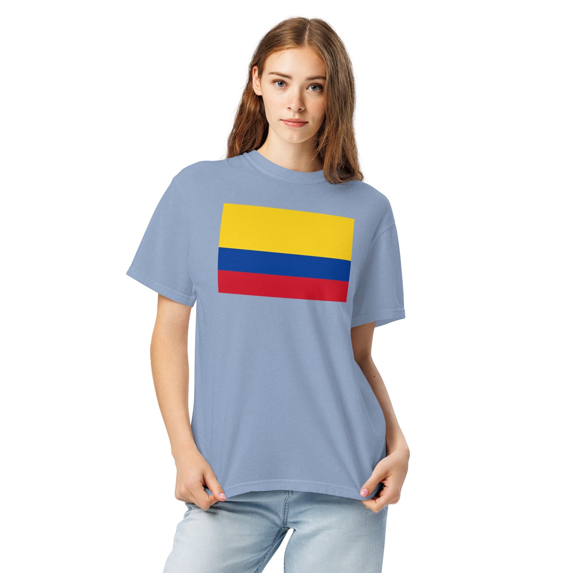 Bold Colombia flag design tee in true navy, extra large