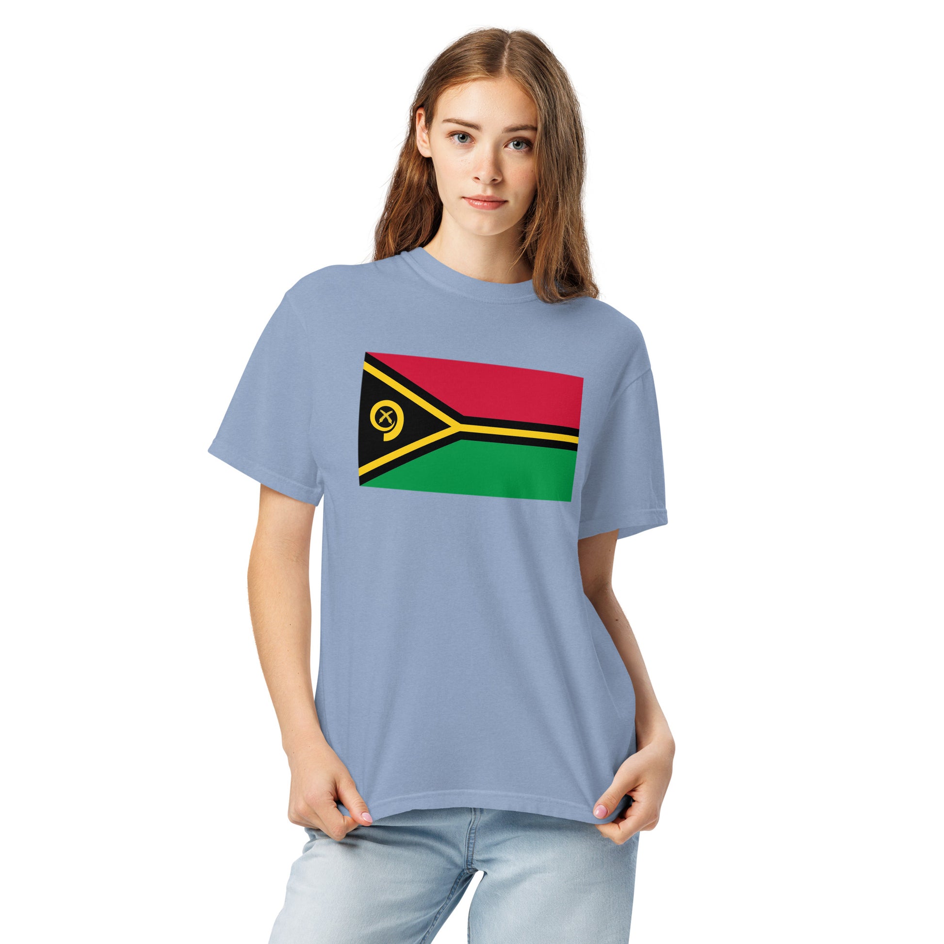 Flag tee representing Vanuatu in black, large