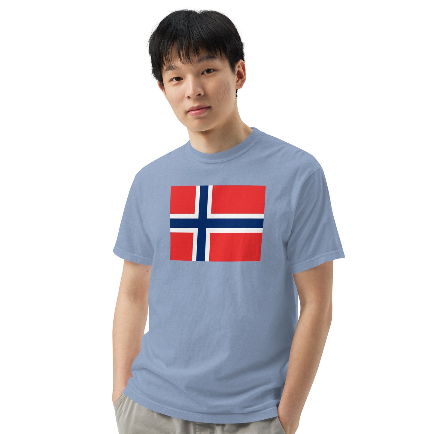 Flat lay of black Norway flag tee, 4X large size