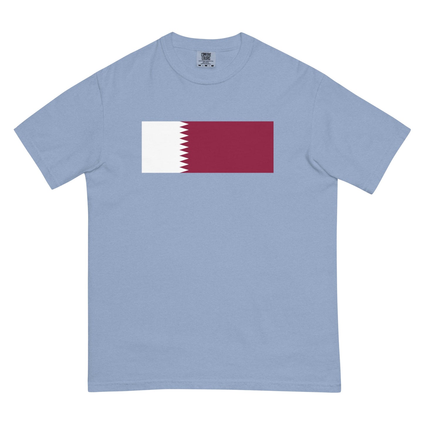 flo blue shirt with Qatar flag design, medium