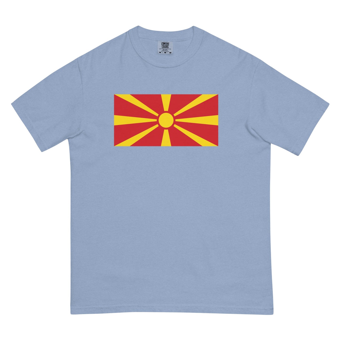 North Macedonia Formerly Macedonia flag shirt in true navy, size small