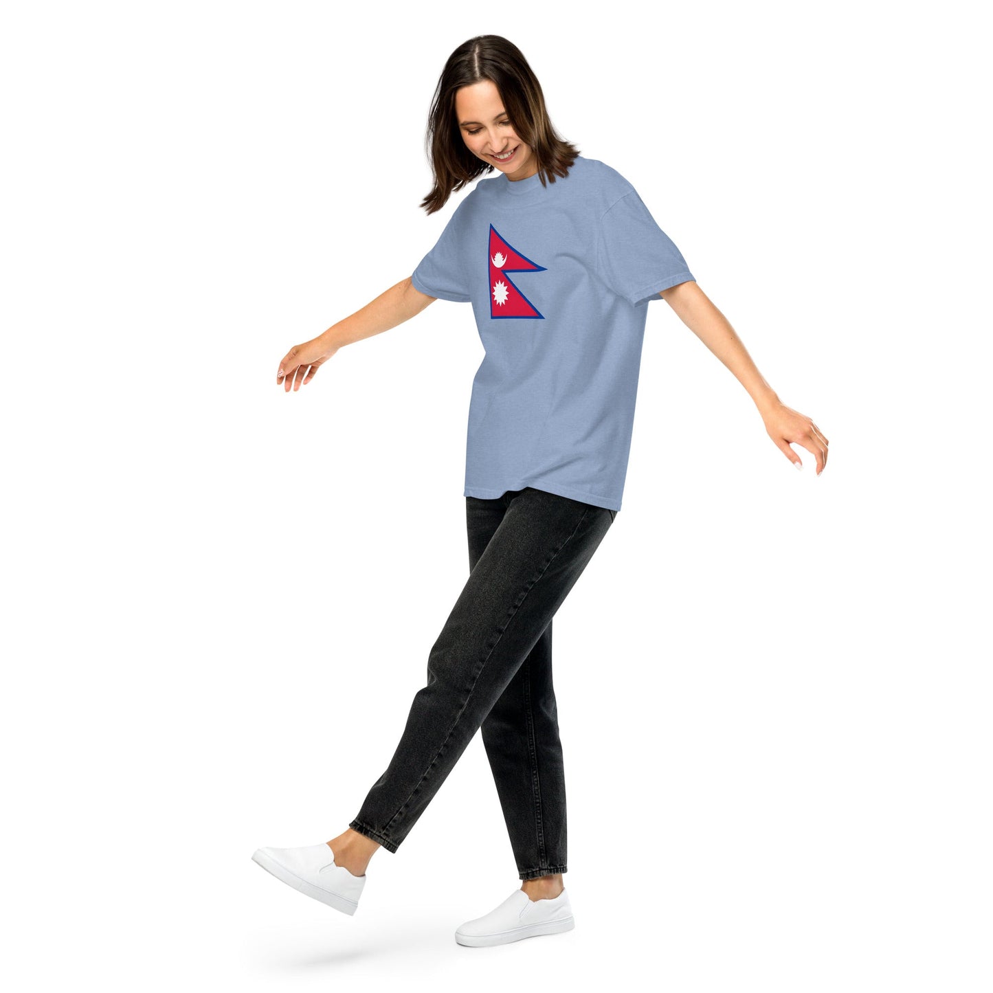 black shirt with Nepal flag design, 4X large