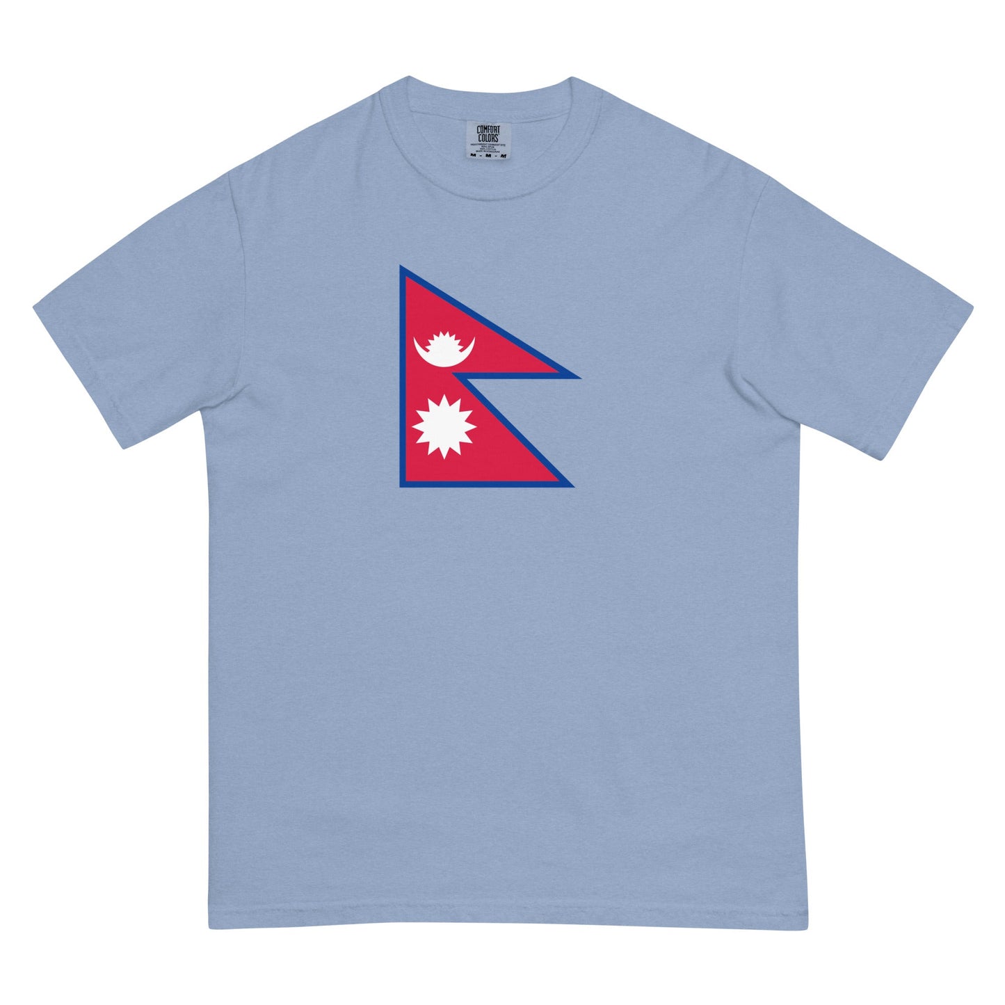 Bold Nepal flag design tee in true navy, 4X large