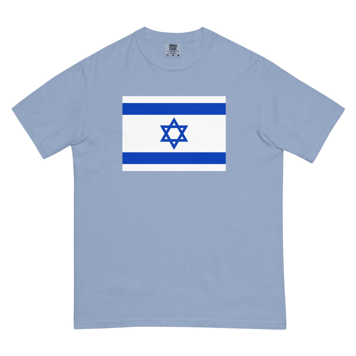 Bold Israel flag design tee in blue spruce, extra large