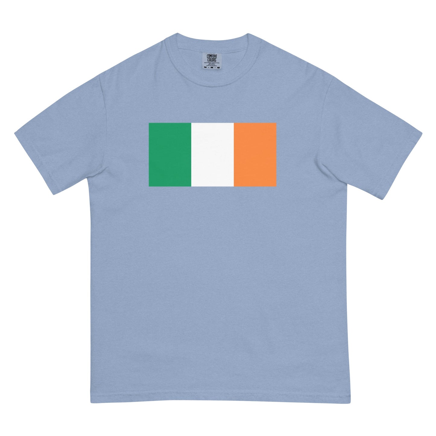 Stylish Ireland flag t-shirt laid flat, small, black
