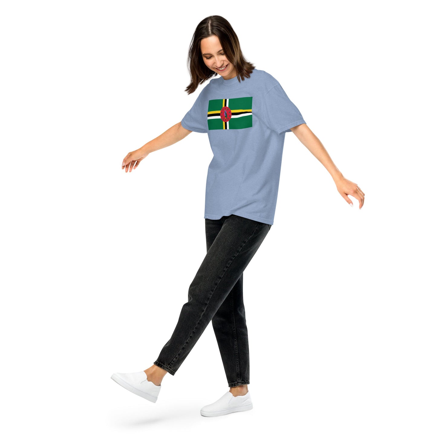 Dominica 1 flag shirt in red, size large