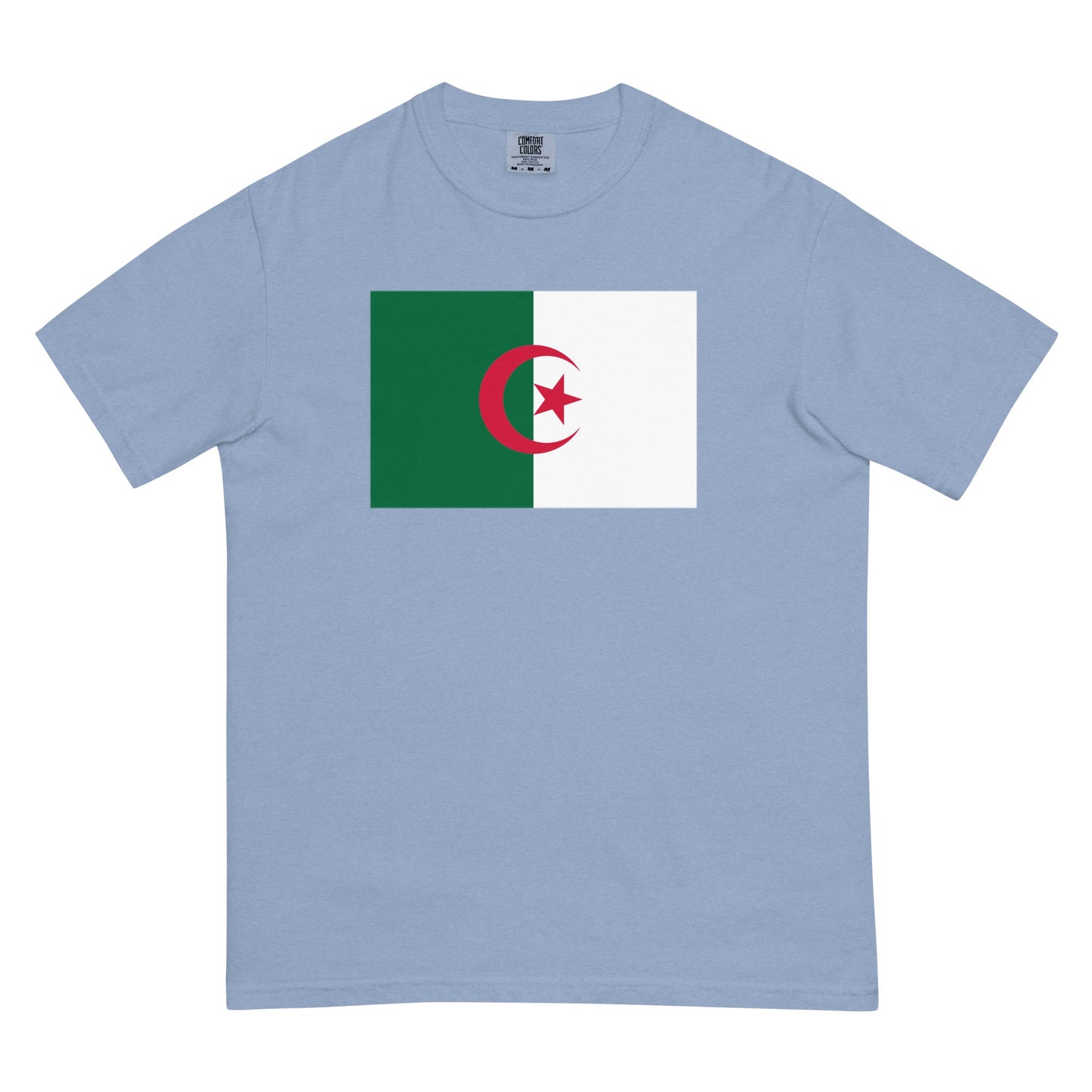 Flat lay of espresso Algeria flag tee, 2X large size