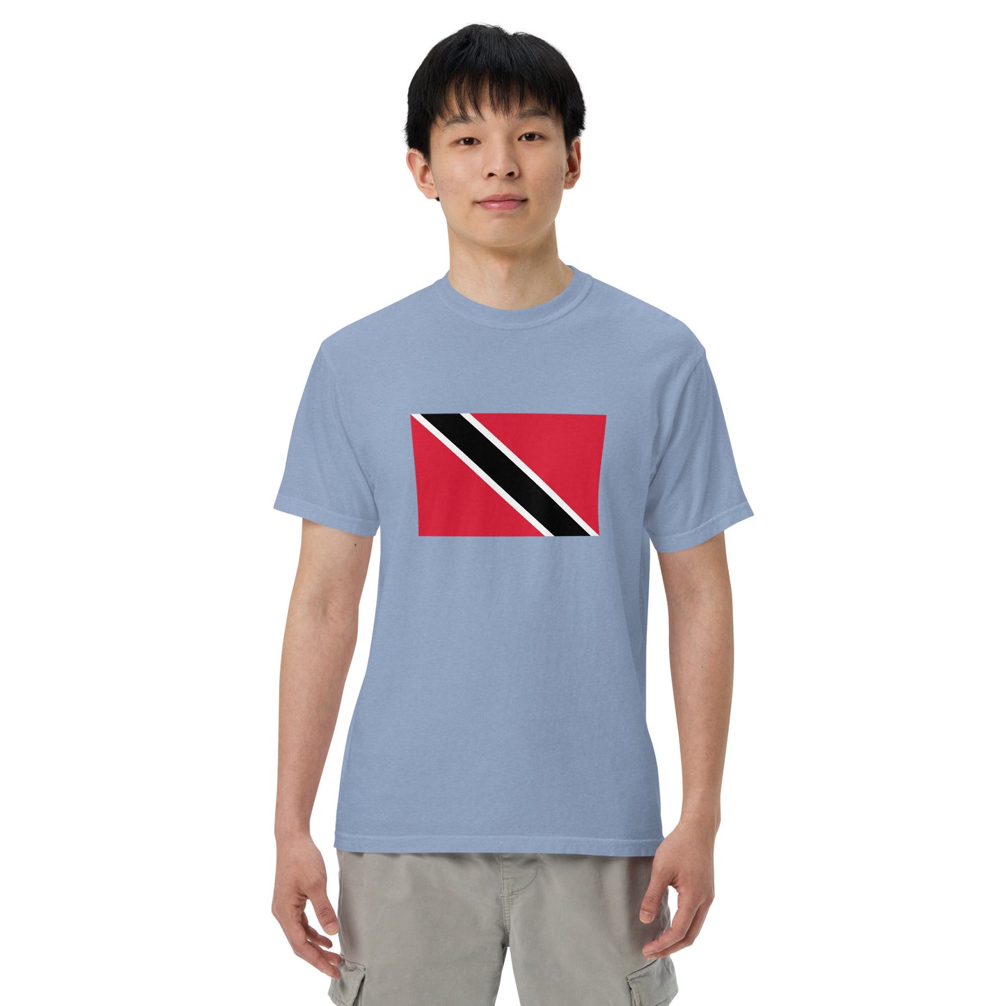 Flag tee representing Trinidad in blue spruce, large