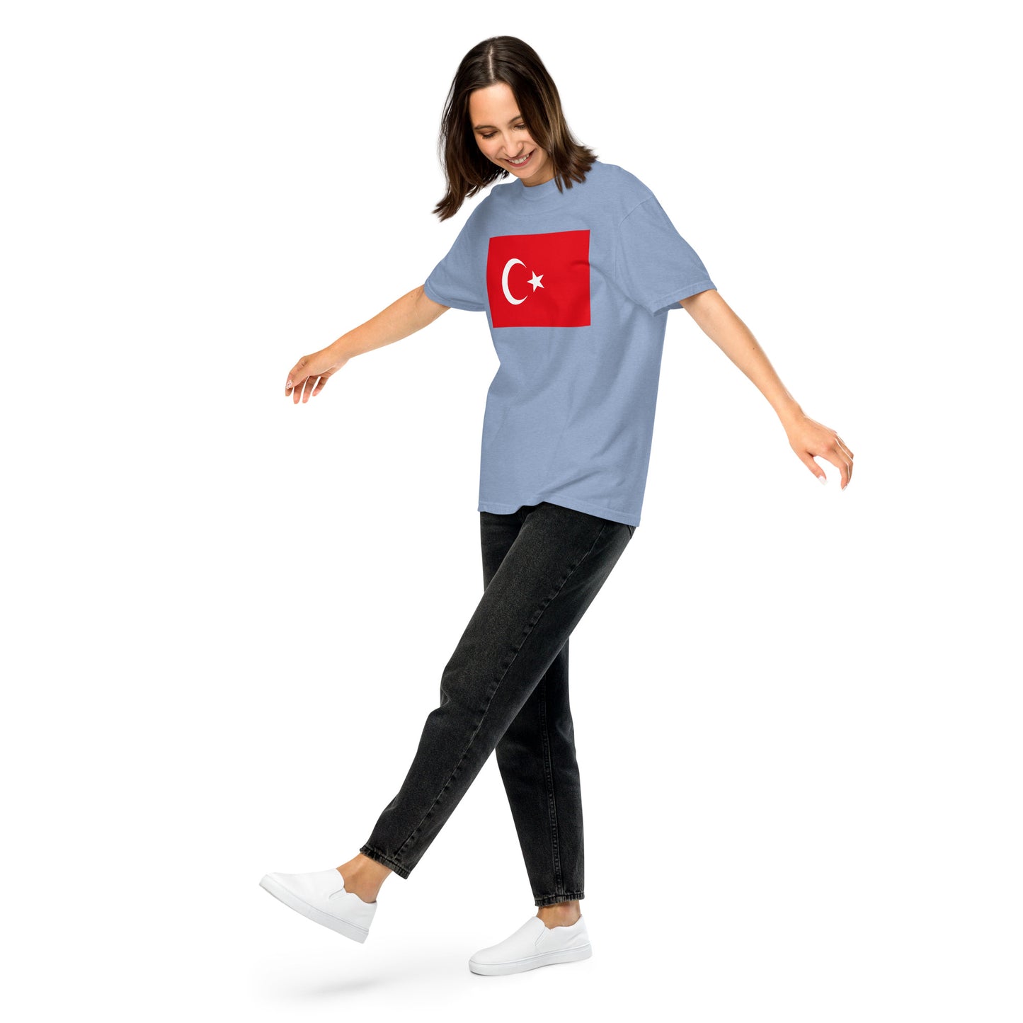 Turkey flag shirt in blue spruce, size medium