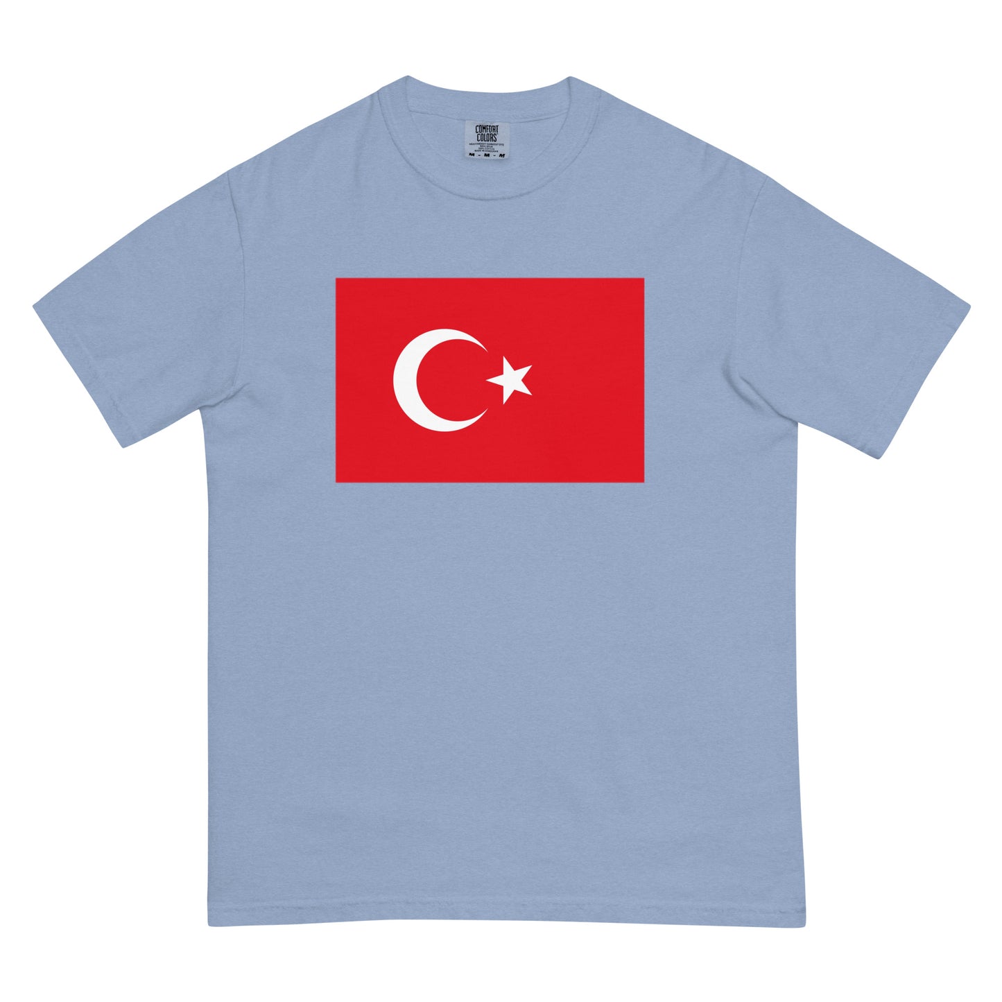 Stylish Turkey flag t-shirt laid flat, extra large, berry