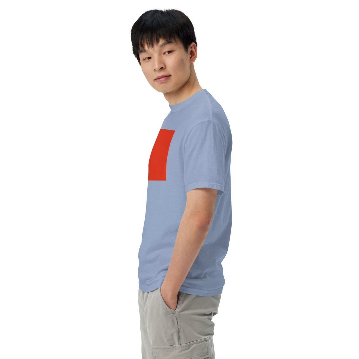 Stylish China flag t-shirt laid flat, 3X large, blue spruce