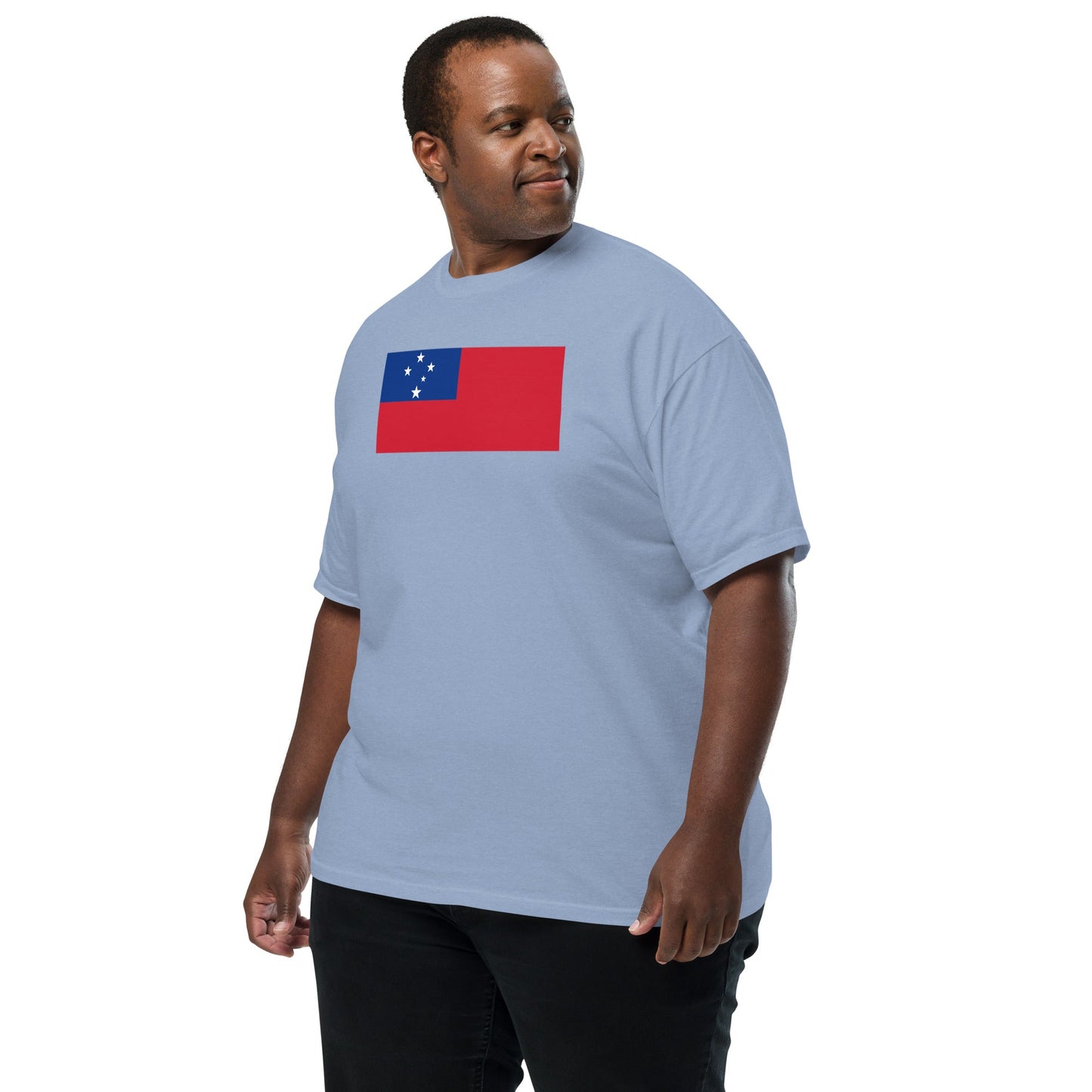 Stylish Samoa flag t-shirt laid flat, 2X large, black