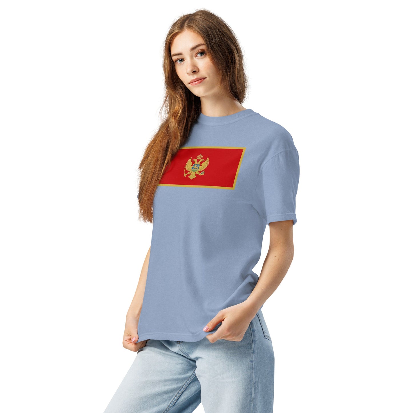 Montenegro flag shirt in red, size small