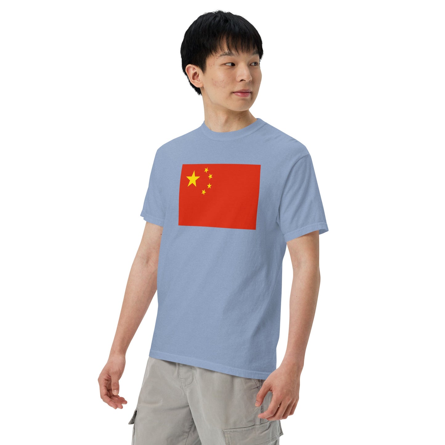 Bold China flag design tee in blue spruce, large