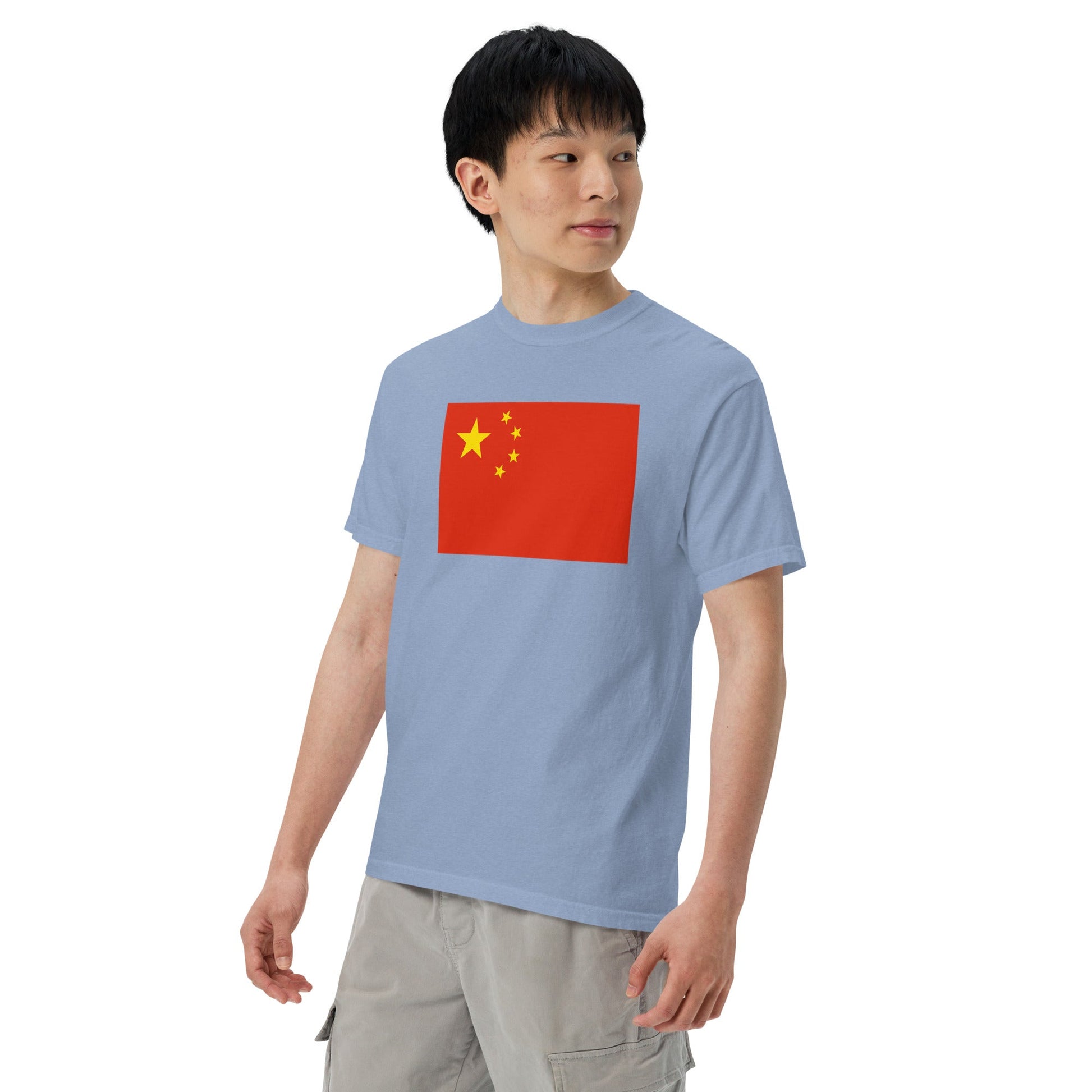 Bold China flag design tee in blue spruce, large