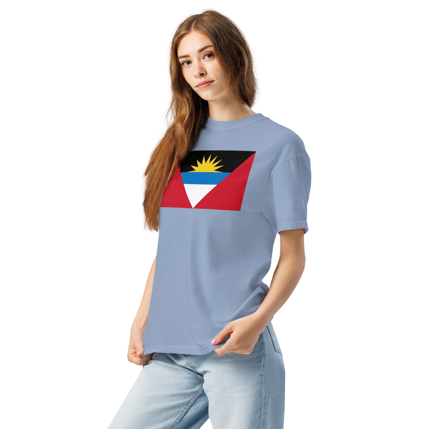 Bold Antigua And Barbuda Flag Pride Shirt flag design tee in red, 3X large