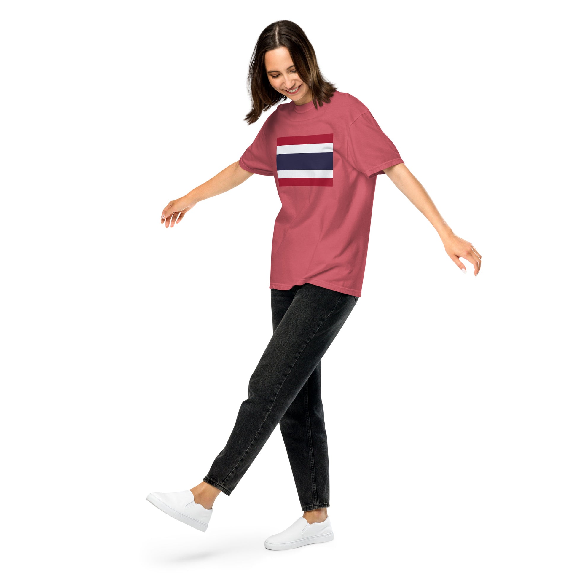 Flat lay of black Thailand flag tee, large size
