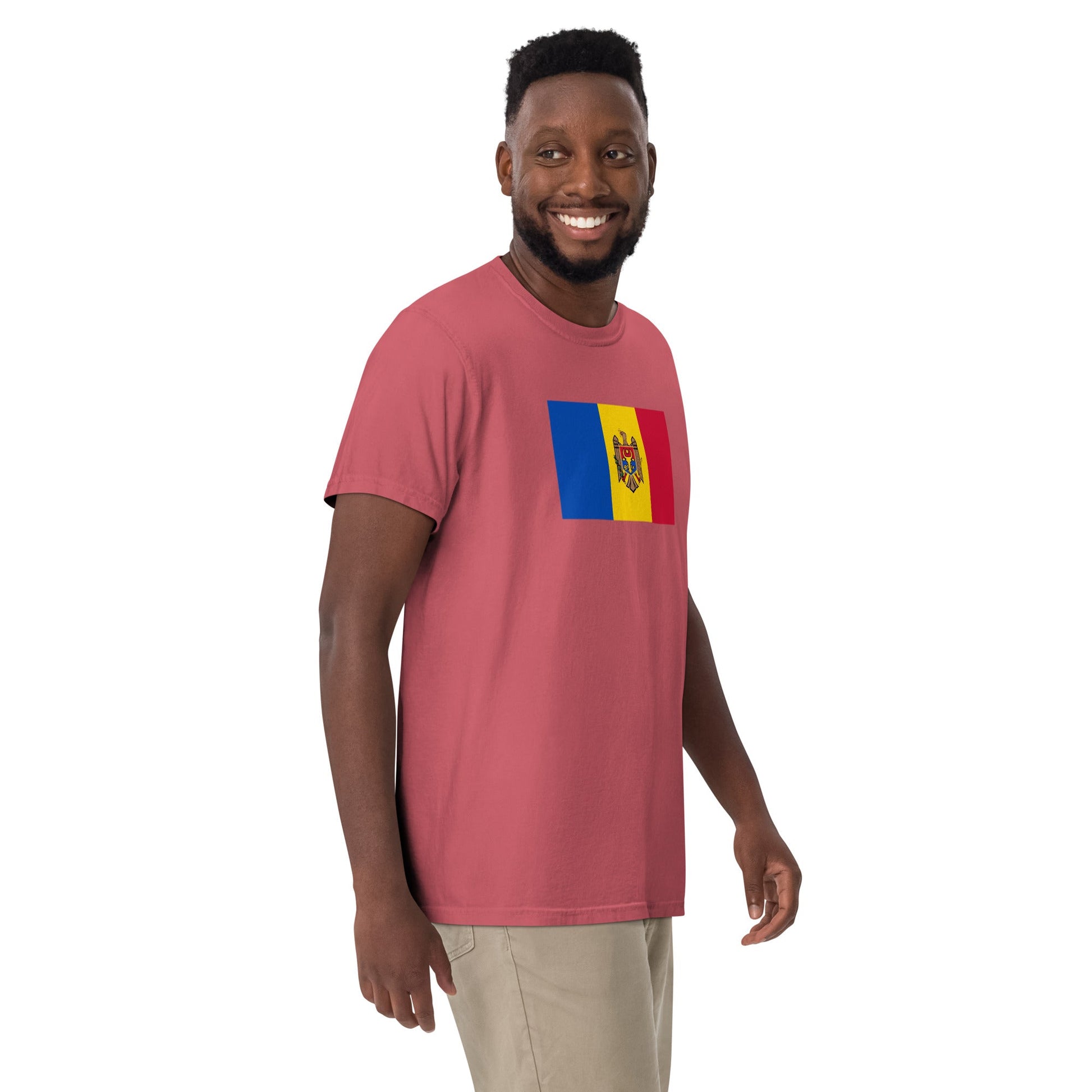 Flag tee representing Moldova in black, 2X large