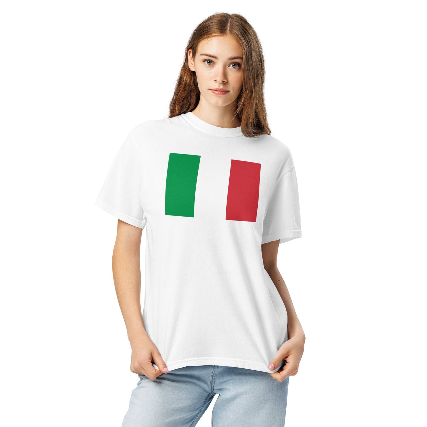 Stylish Italy flag t-shirt laid flat, extra large, berry