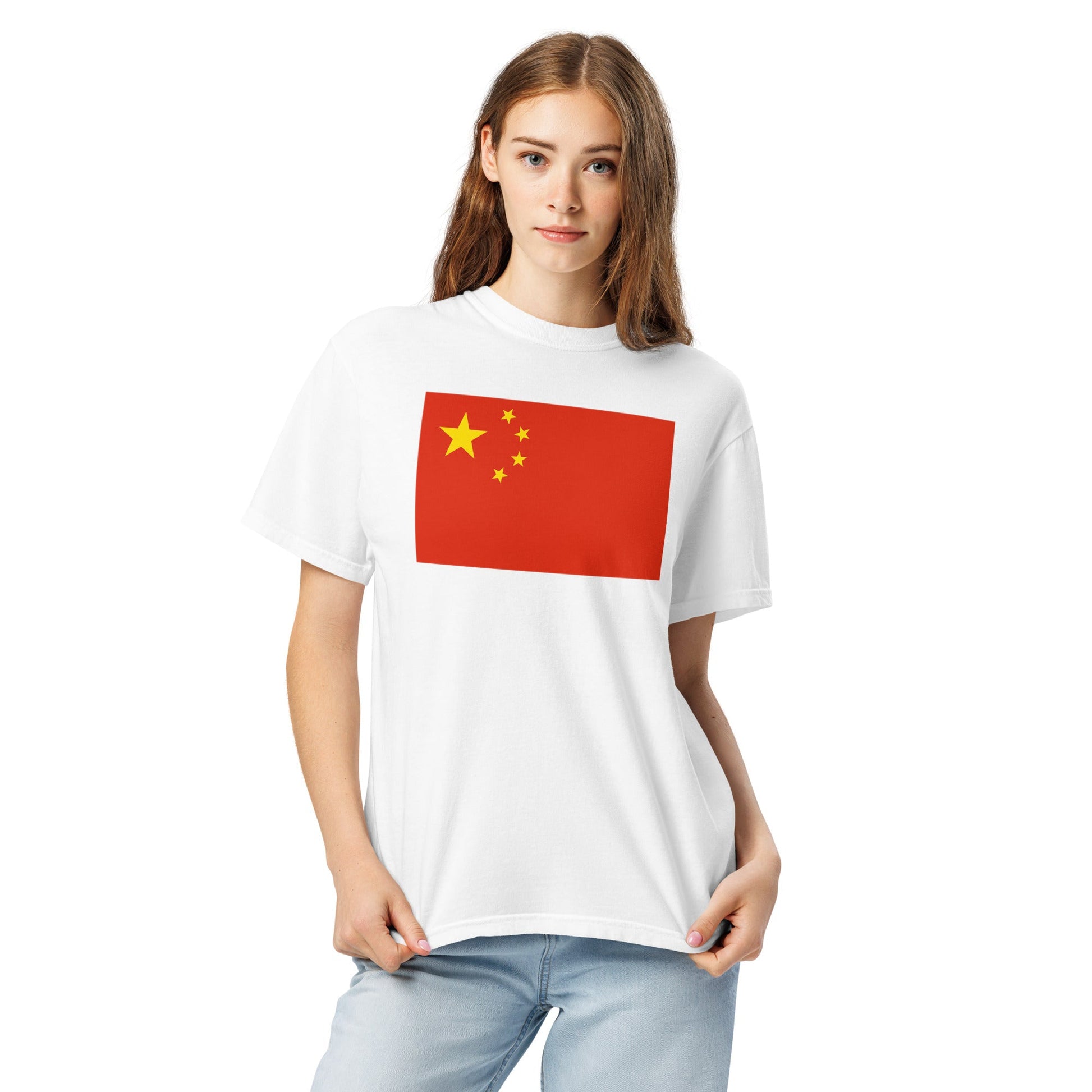Flag tee representing China in crimson, large