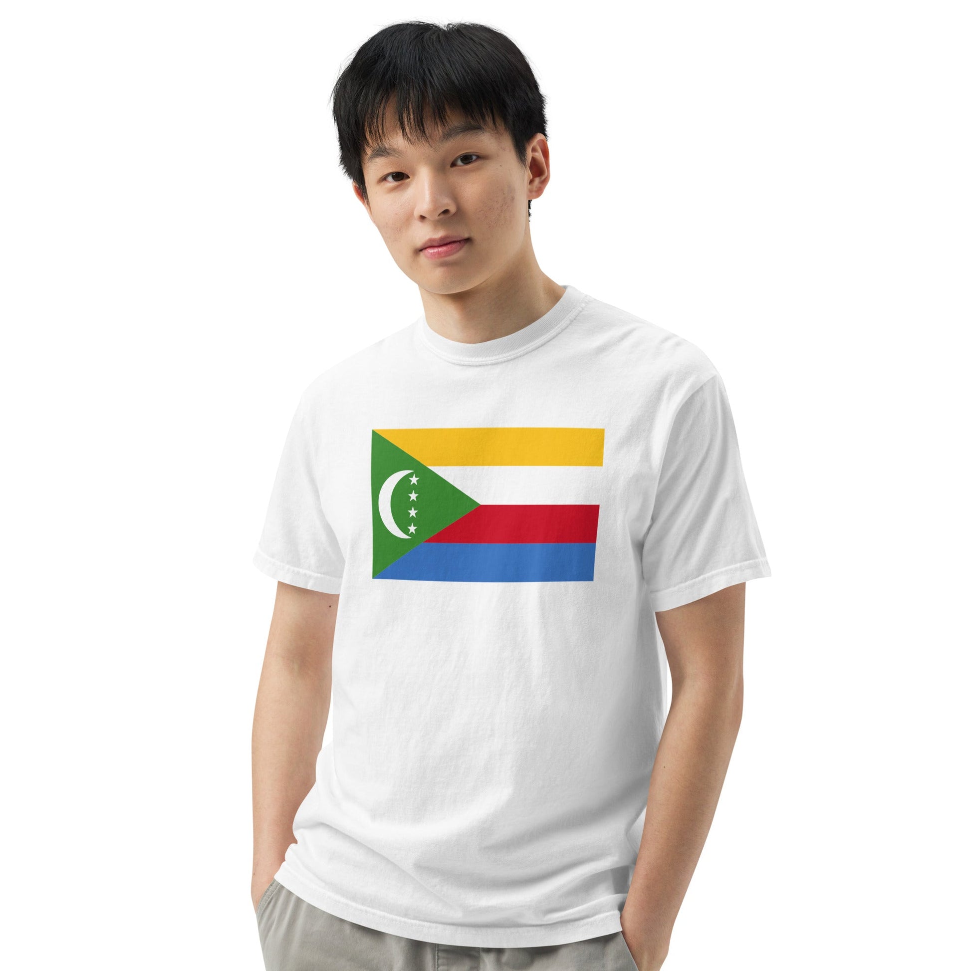 true navy shirt with Comoros flag design, 3X large