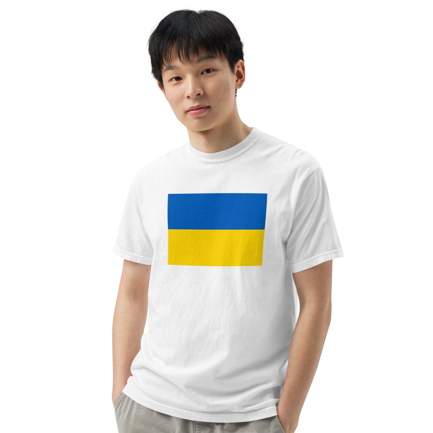 Bold Ukraine flag design tee in black, large