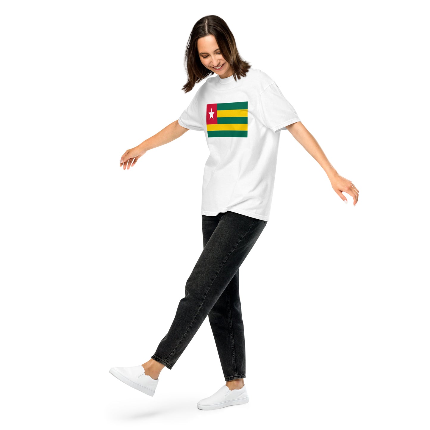 Flag tee representing Togo in black, large