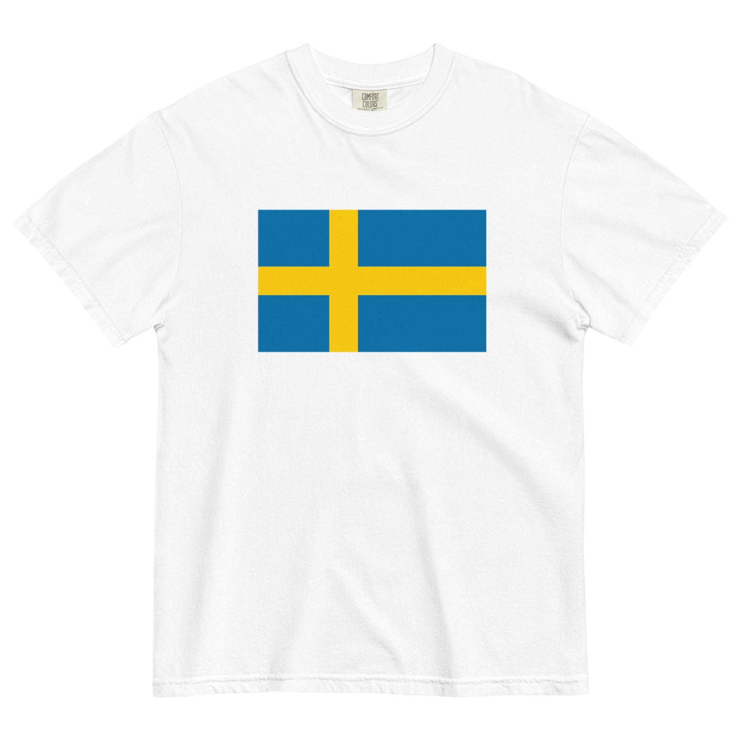 Stylish Sweden flag t-shirt laid flat, 2X large, red