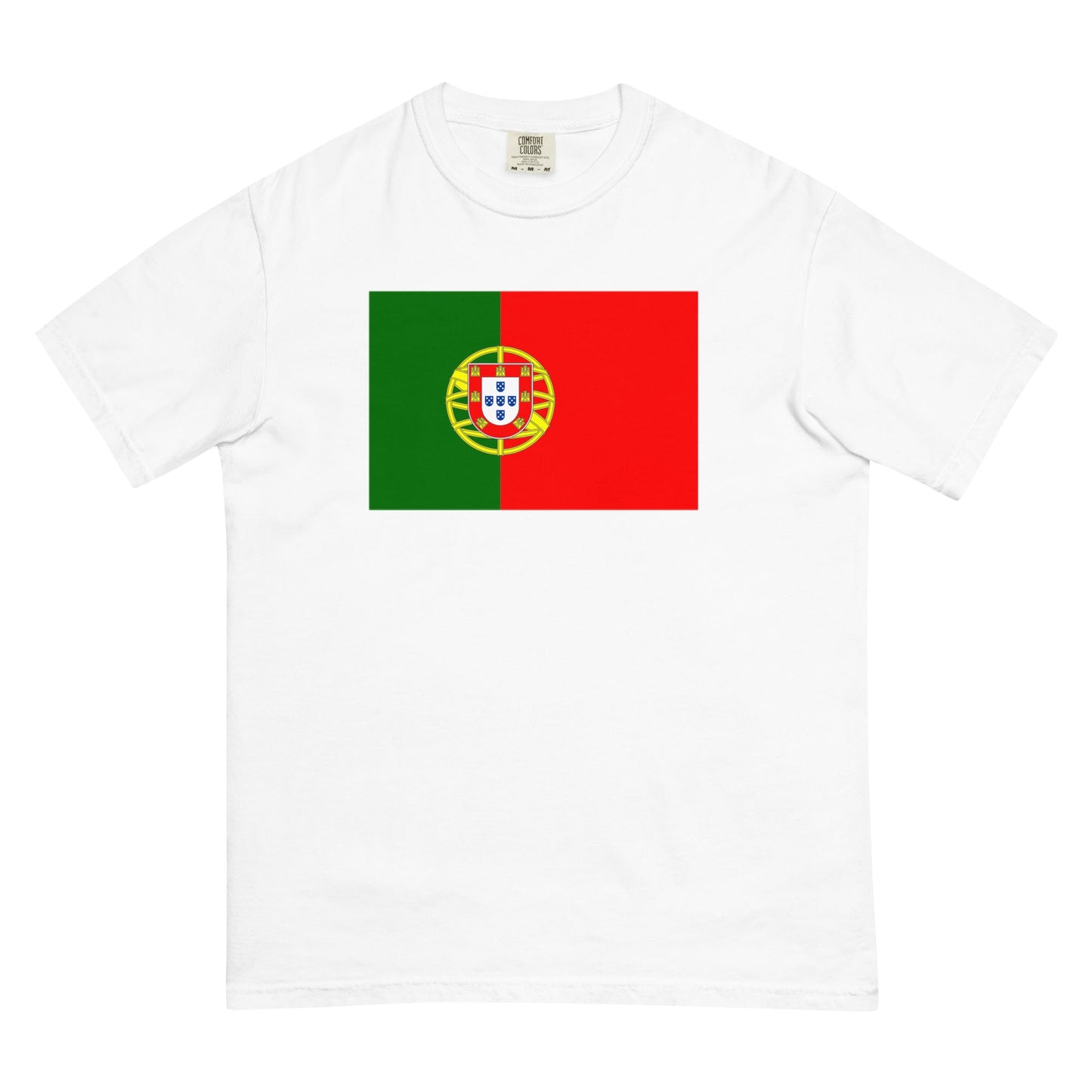 Stylish Portugal flag t-shirt laid flat, medium, brick