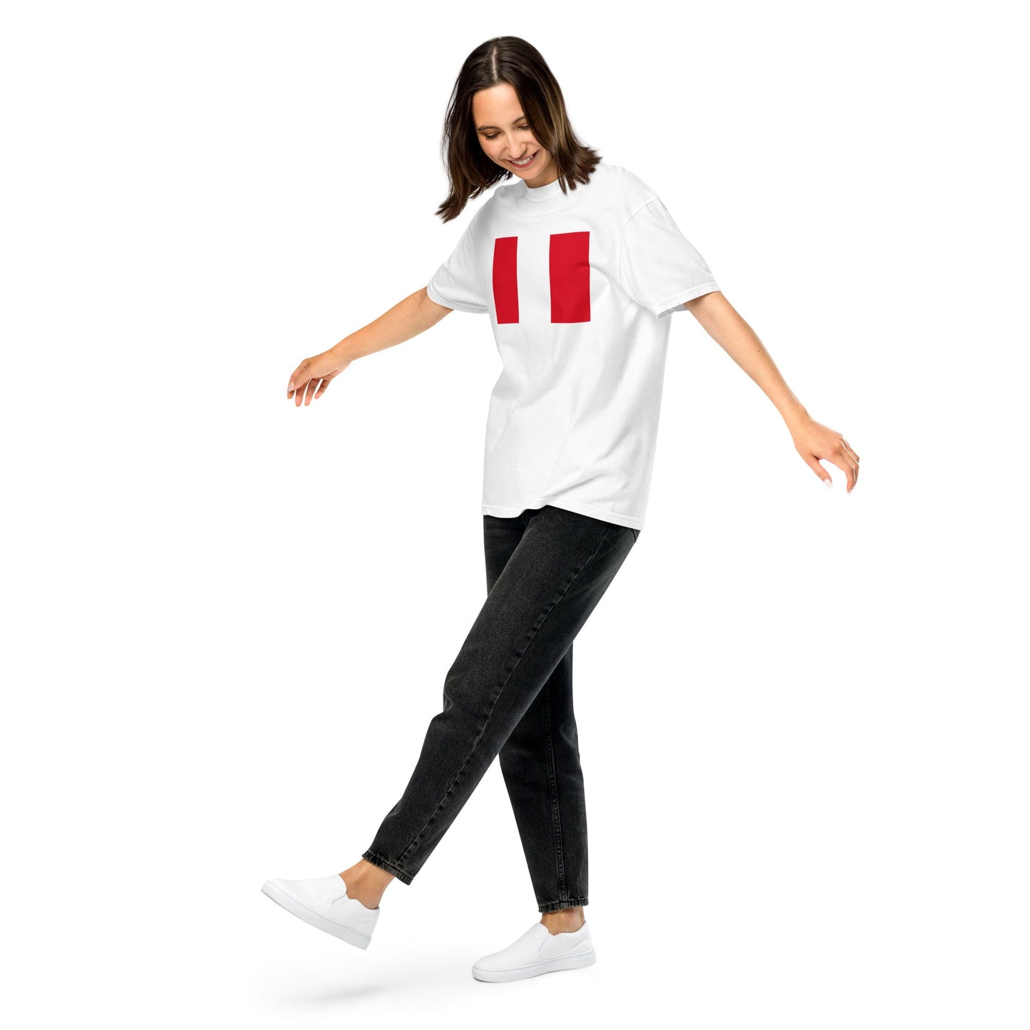 Stylish Peru flag t-shirt laid flat, 3X large, black