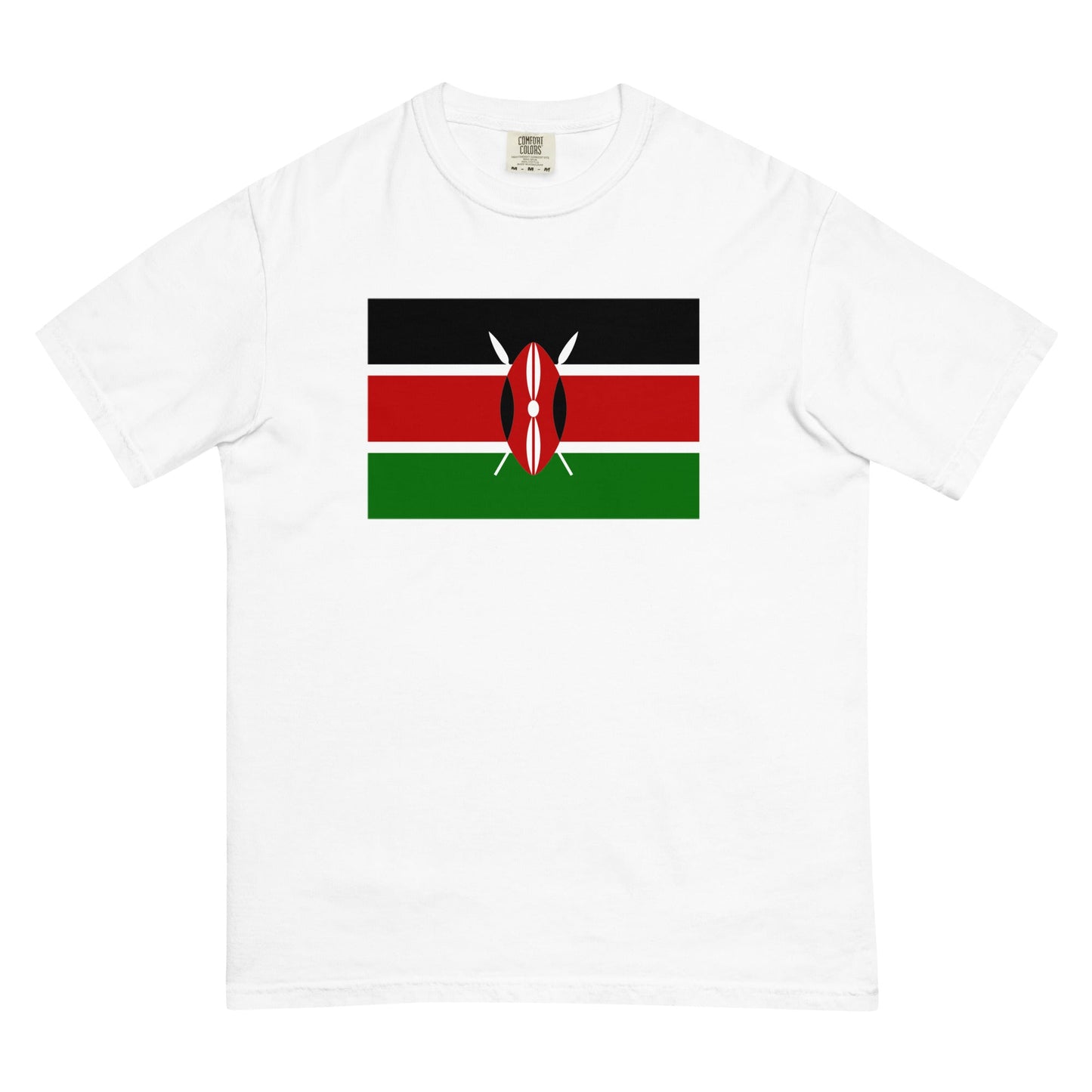 Flat lay of blue spruce Kenya flag tee, medium size