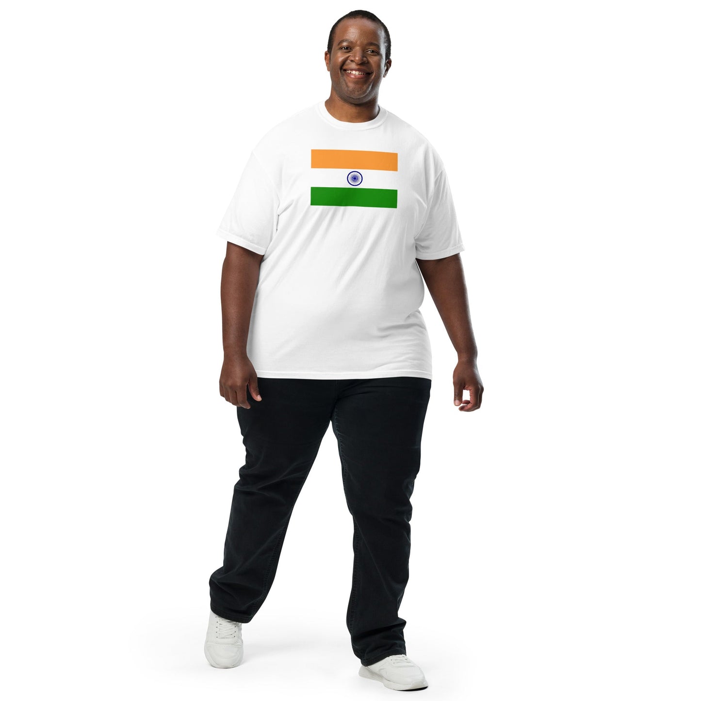 Stylish India flag t-shirt laid flat, extra large, red
