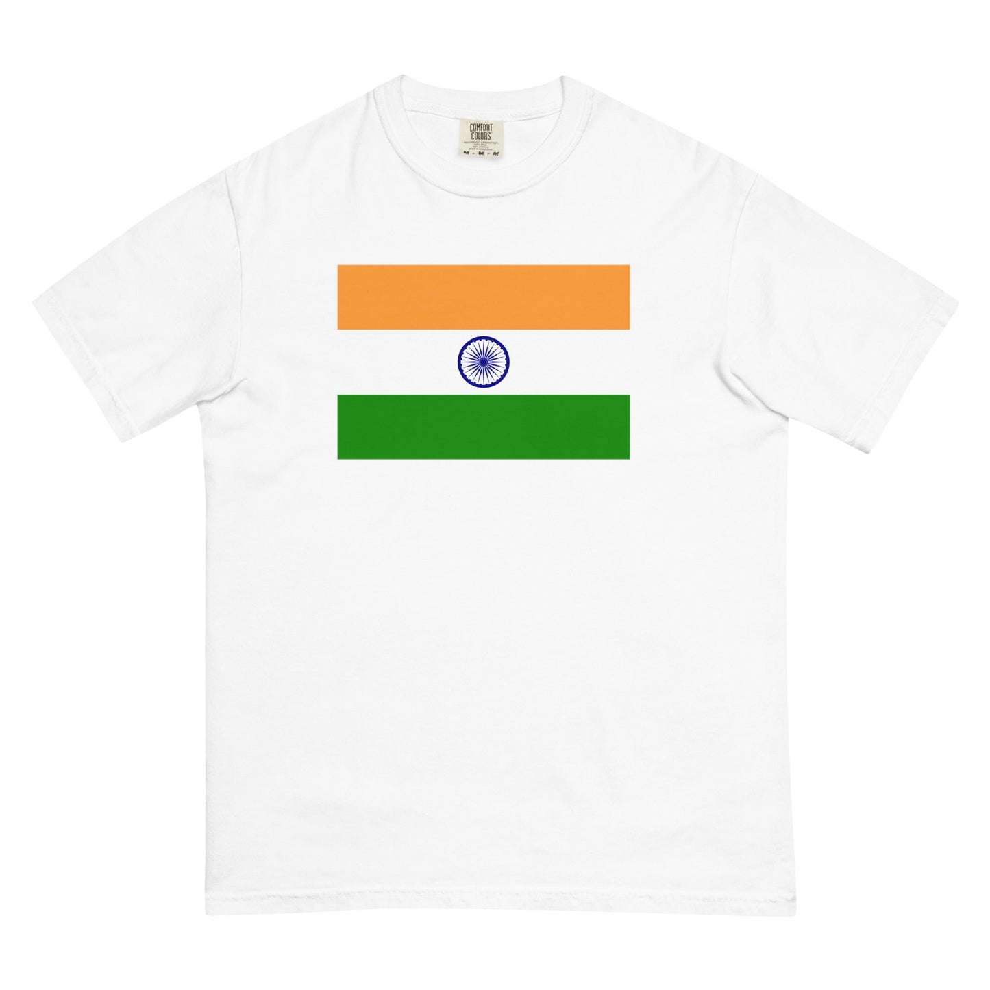 Flat lay of crimson India flag tee, 2X large size